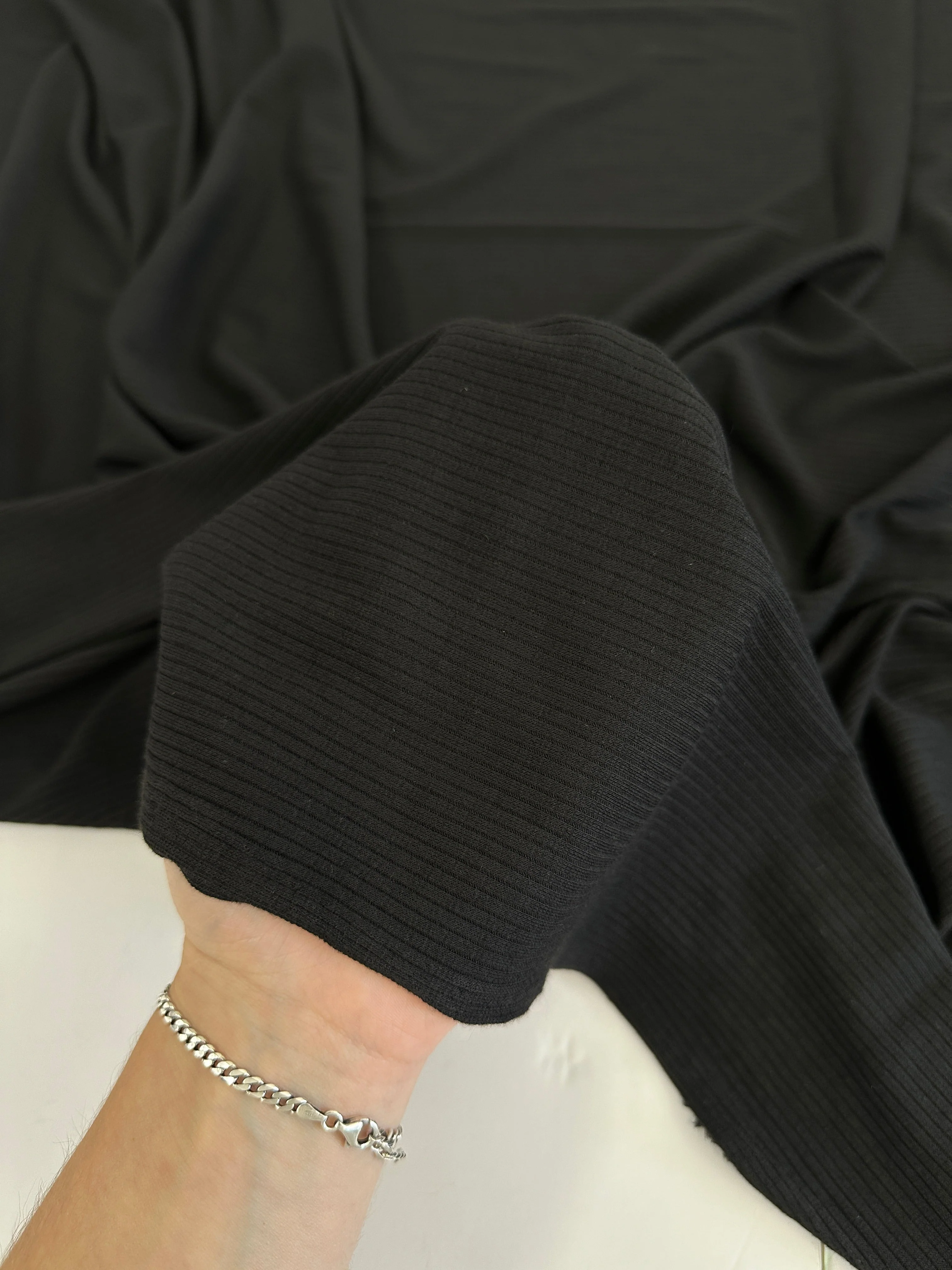 Black Solid Rib Knit - Image 4