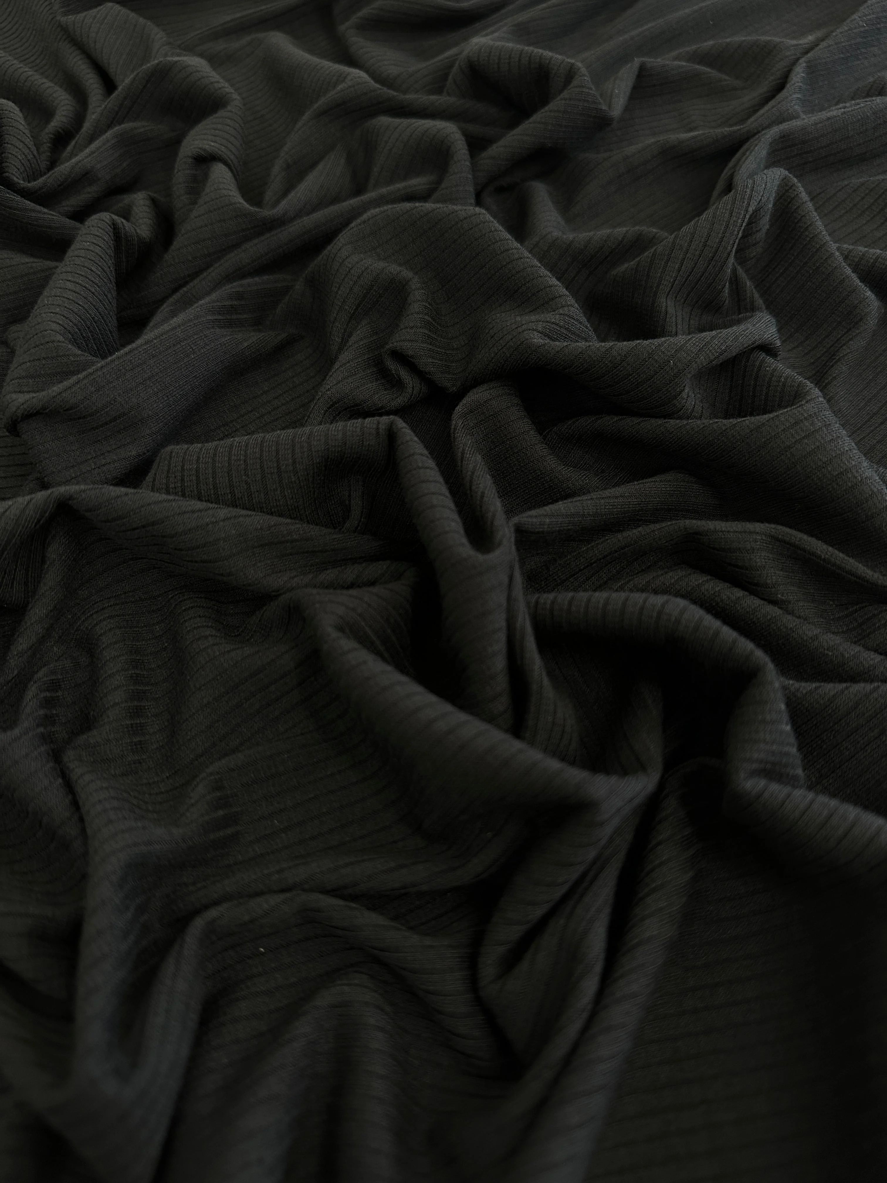 Black Solid Rib Knit - Image 7