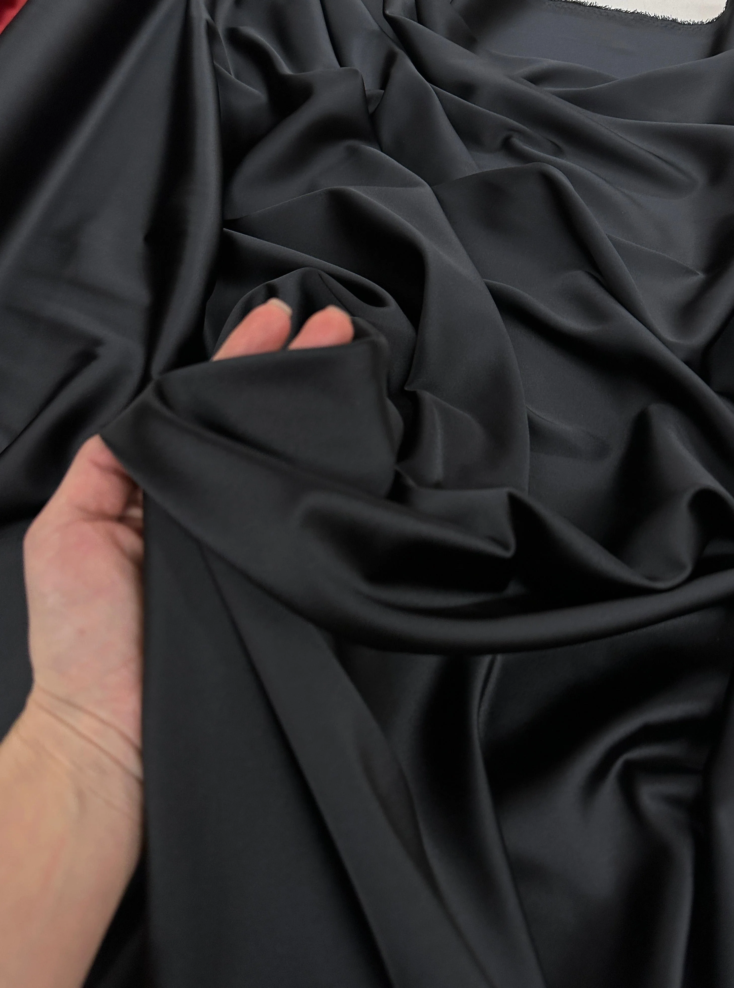 Black Stretch Crepe Back Satin - Image 4