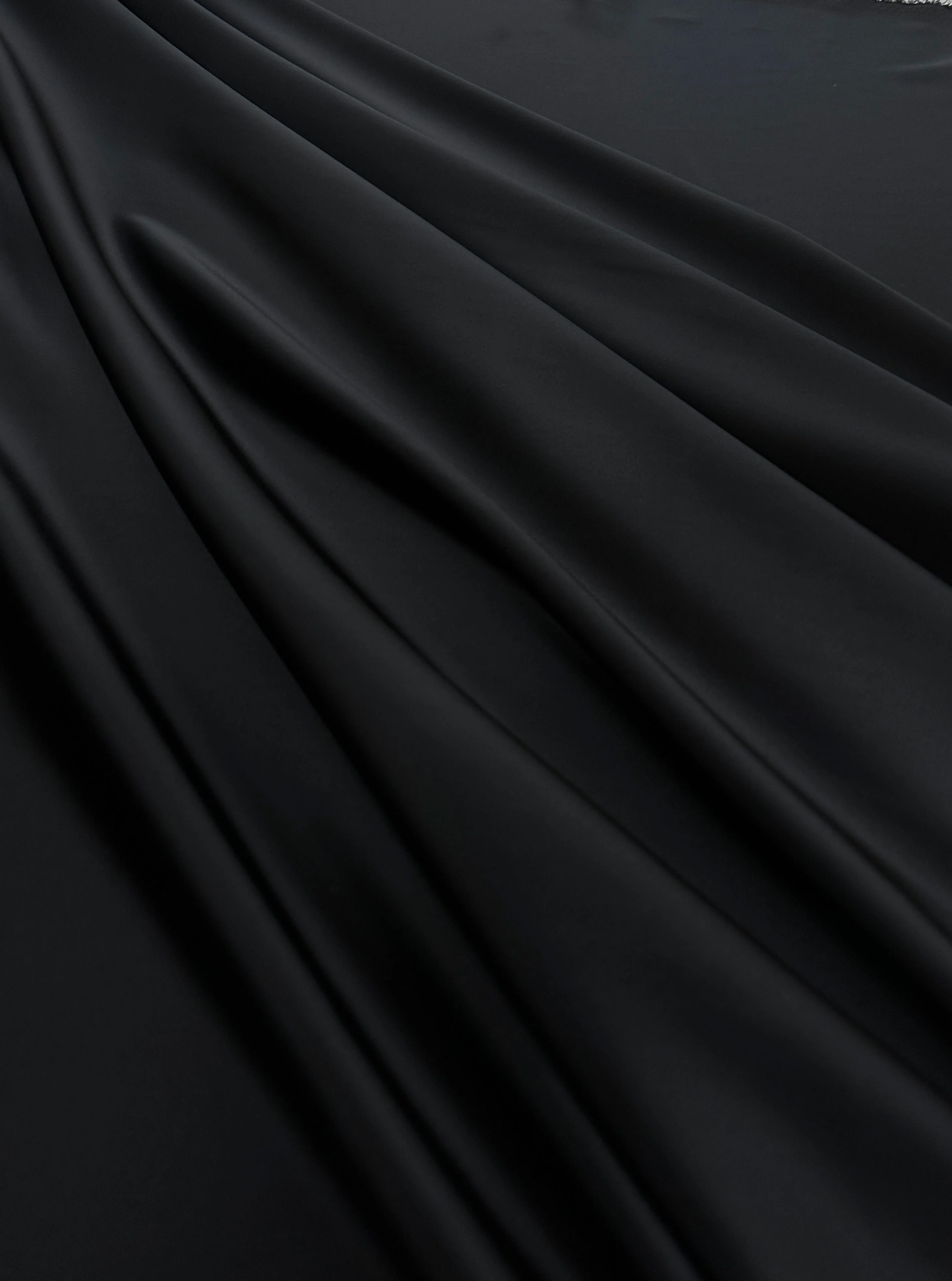 Black Stretch Crepe Back Satin - Image 6