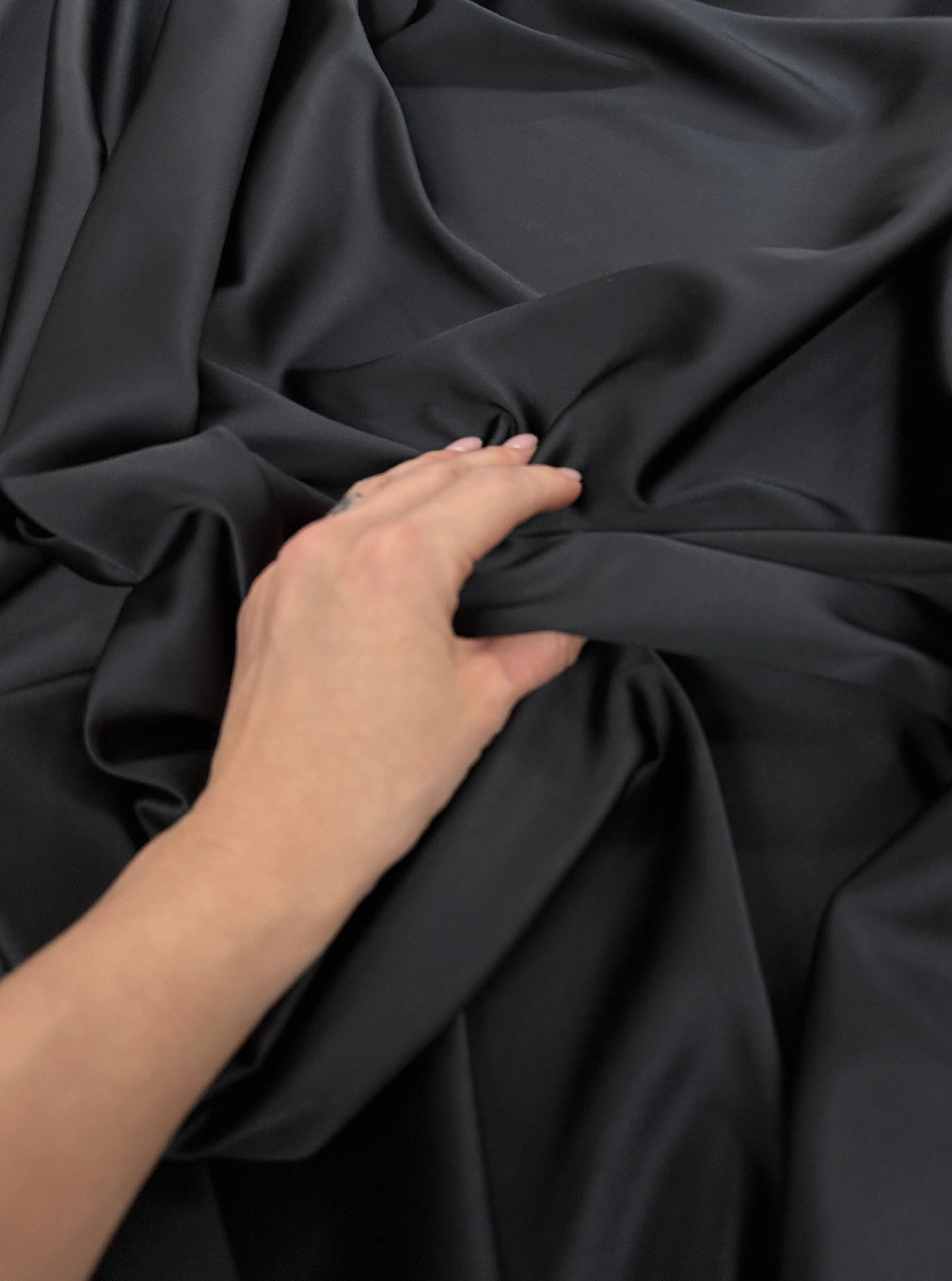 Black Stretch Crepe Back Satin - Image 7