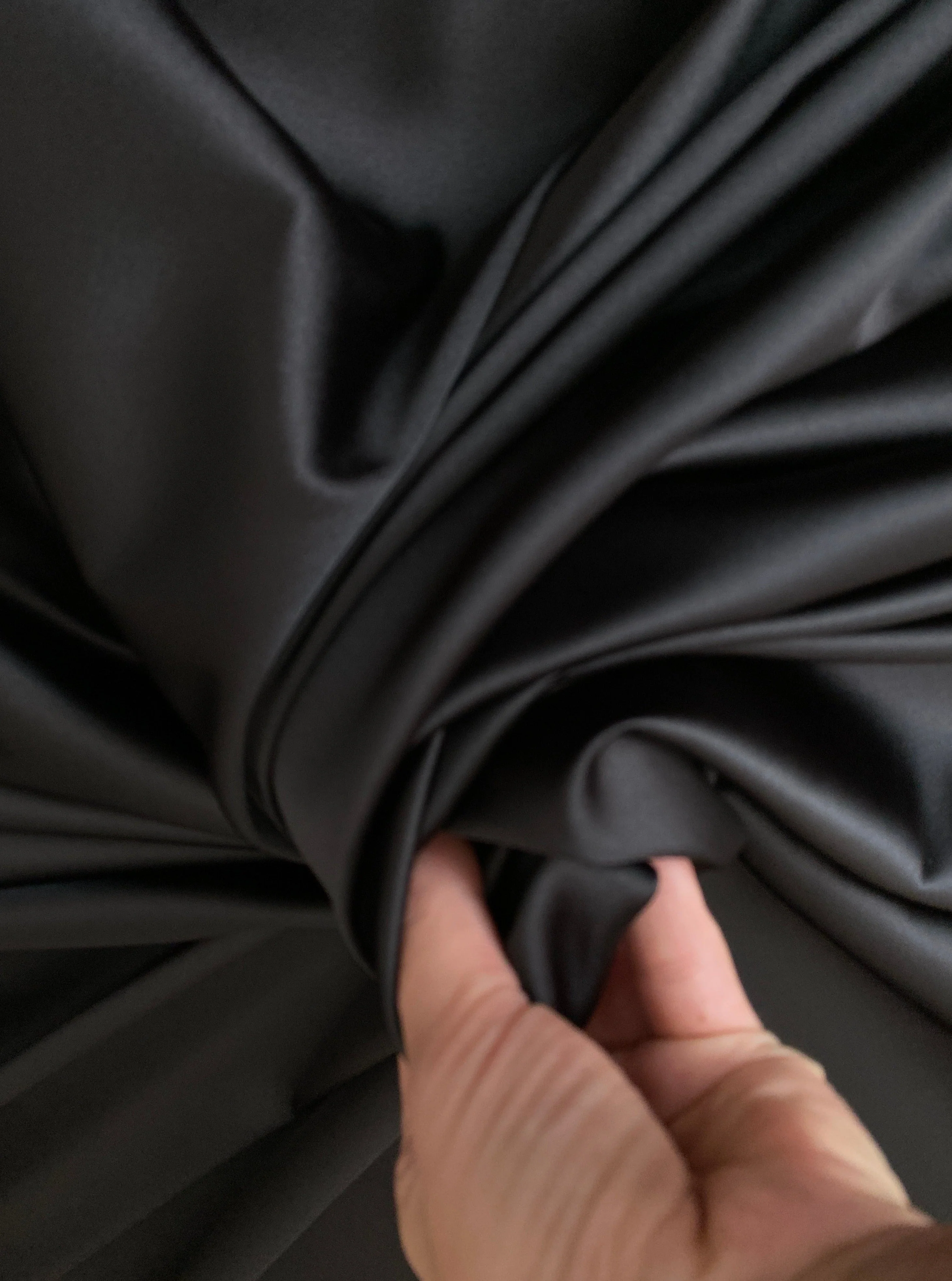 Black Stretch Crepe Back Satin - Image 3