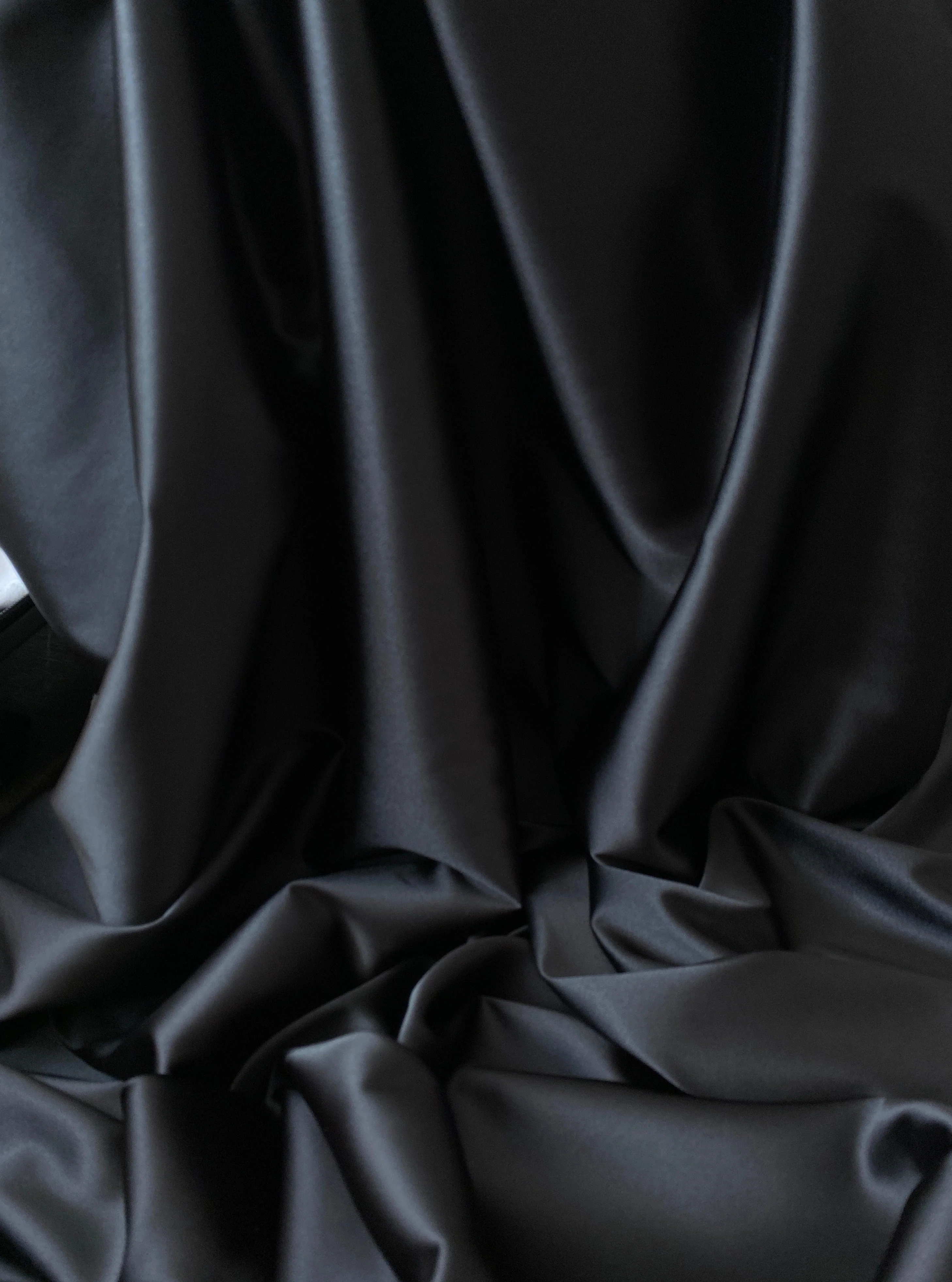Black Stretch Crepe Back Satin - Image 5