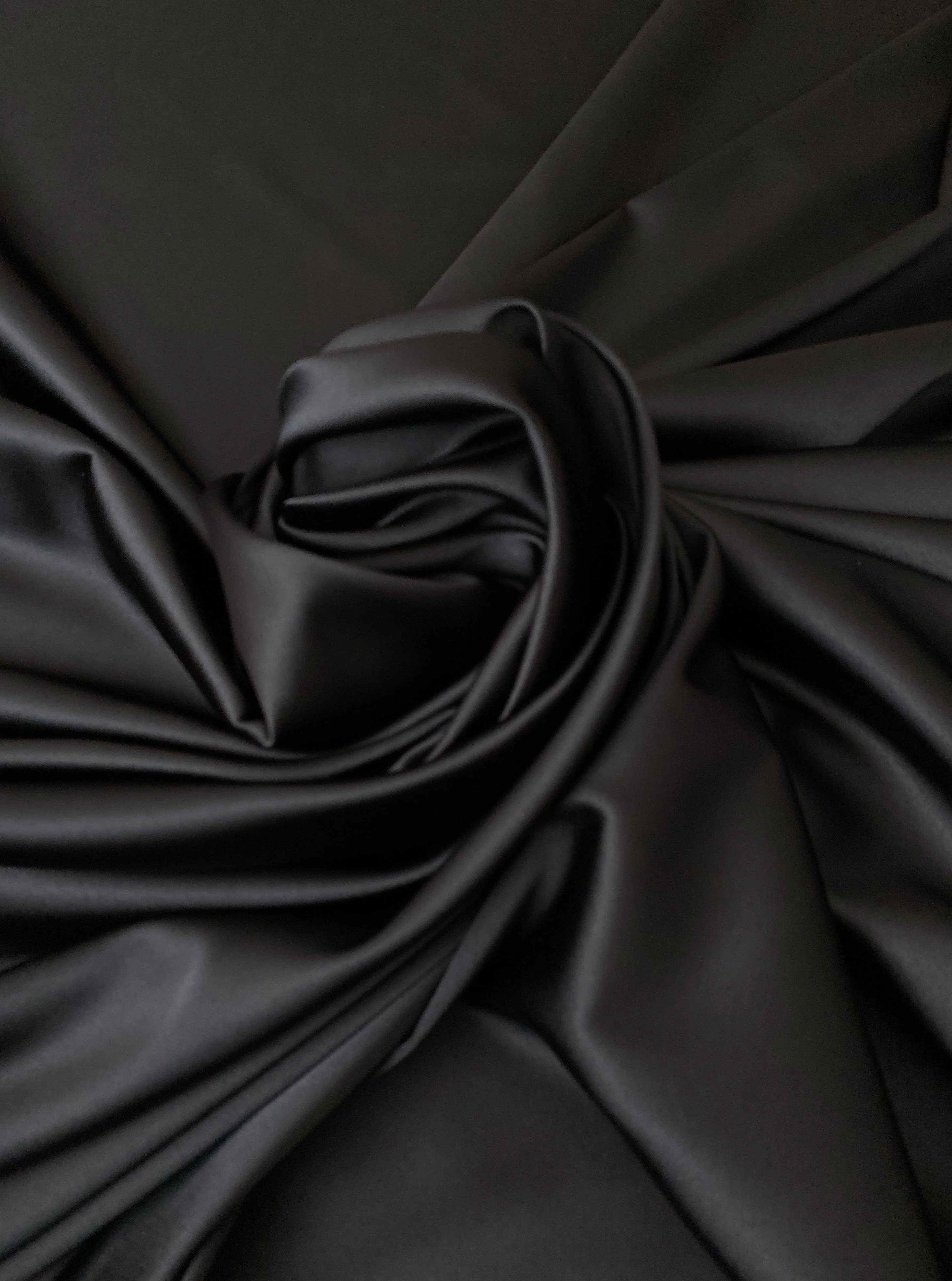 Black Stretch Crepe Back Satin - Image 7