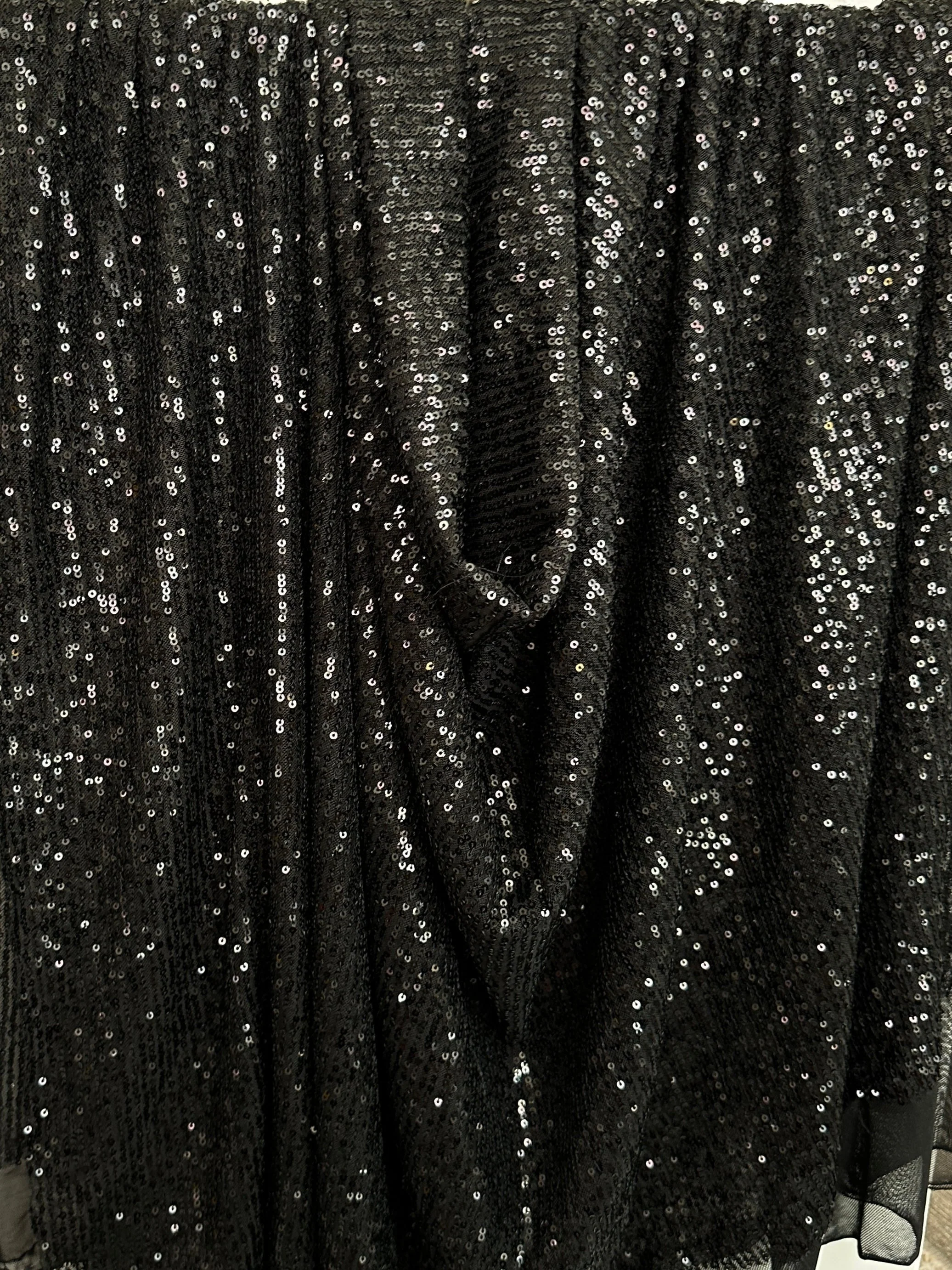 Black Striped Stretch Sequin on Mesh - Image 2