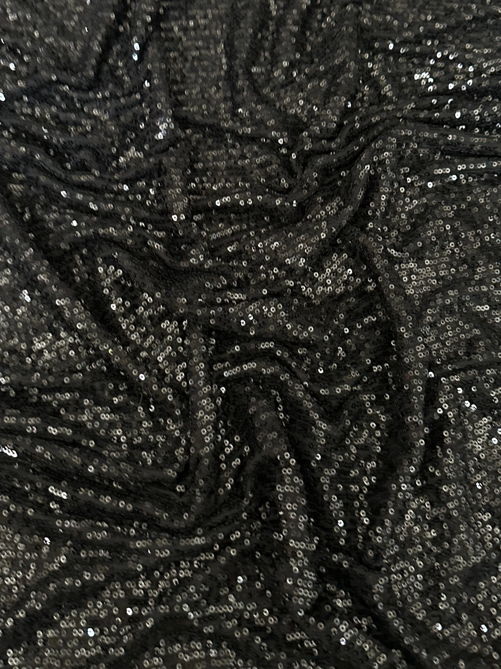 Black Striped Stretch Sequin on Mesh - Image 7