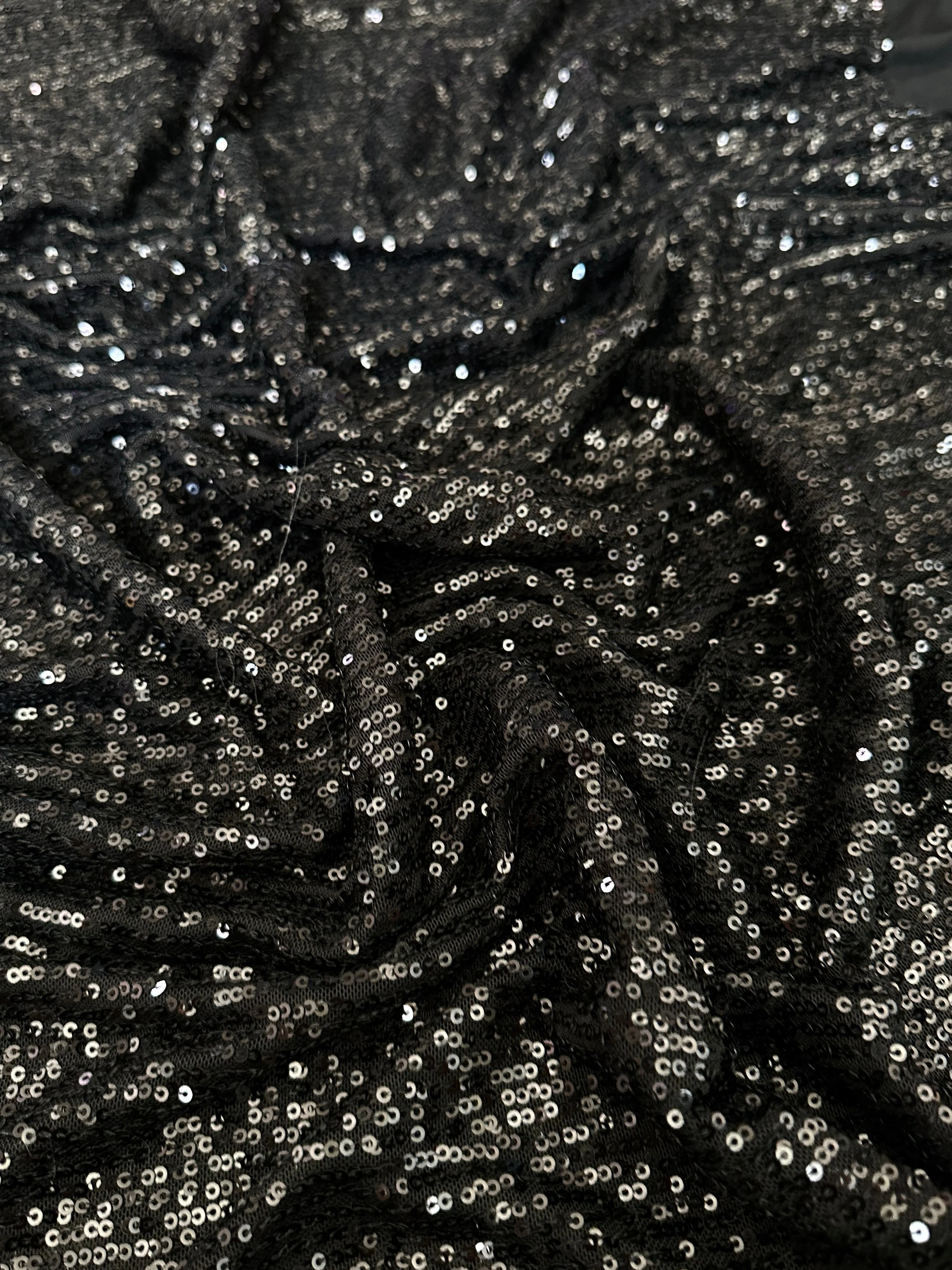 Black Striped Stretch Sequin on Mesh - Image 9