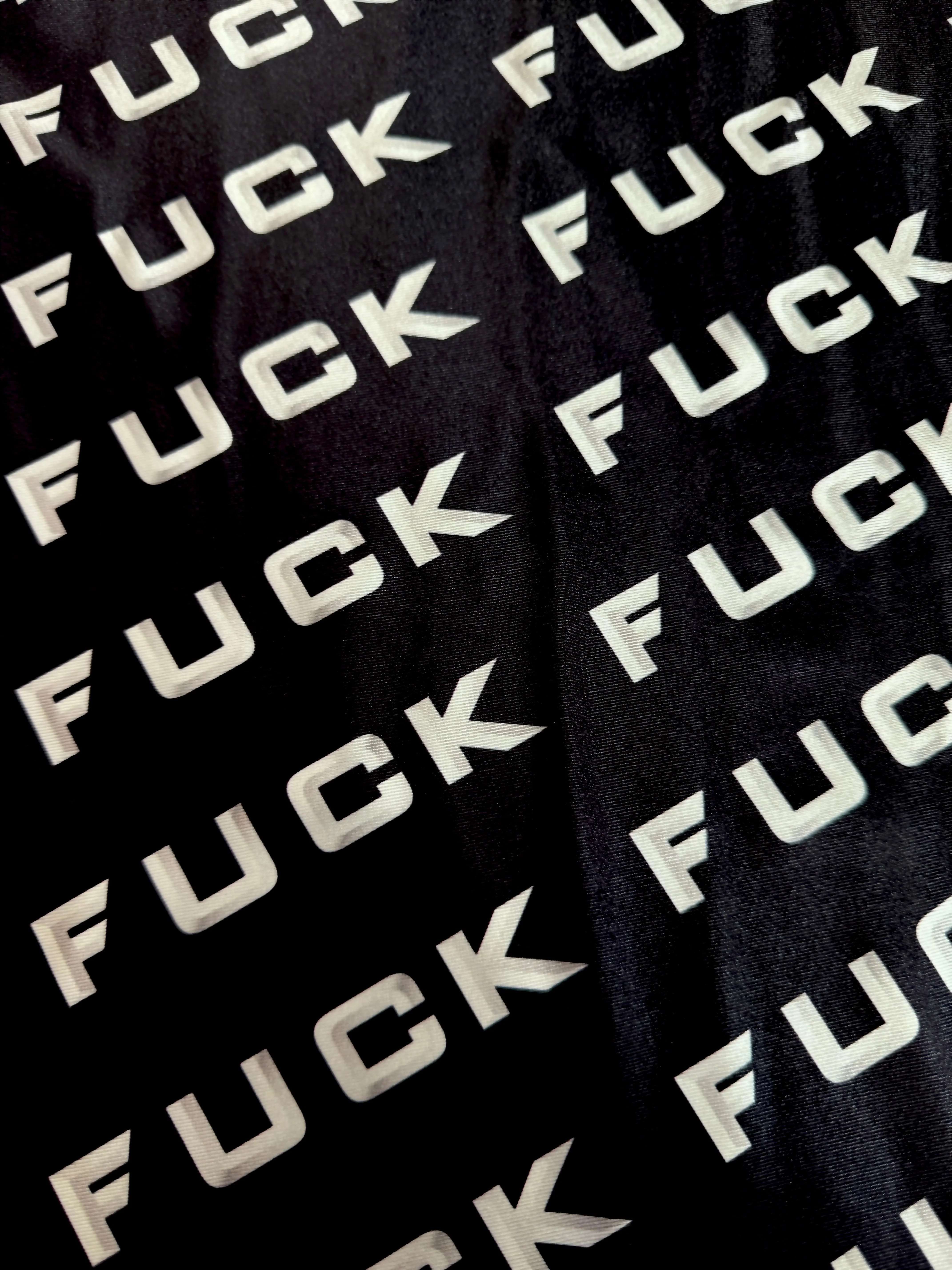 Black & White Bold Text Nylon Spandex