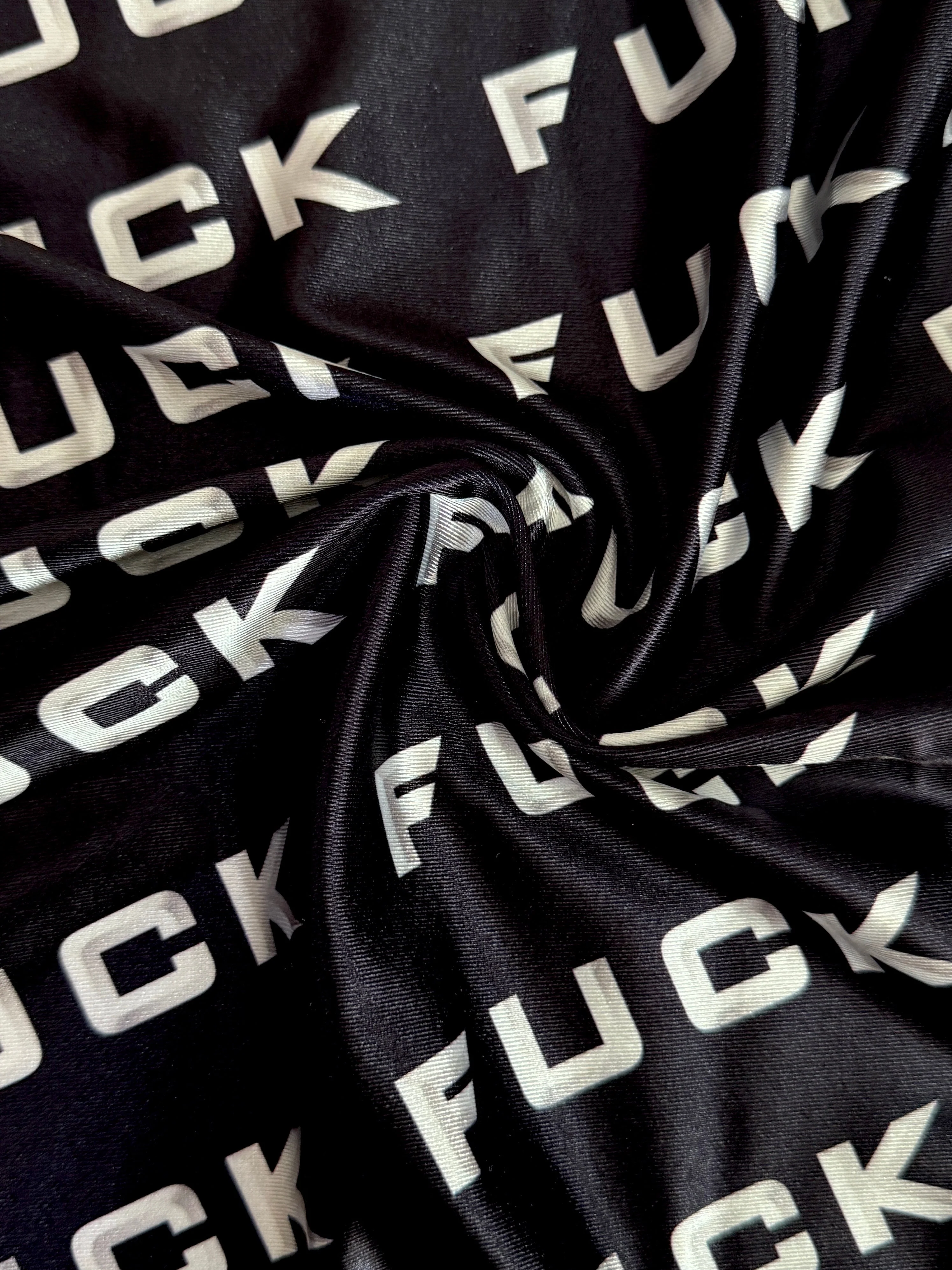 Black & White Bold Text Nylon Spandex - Image 2