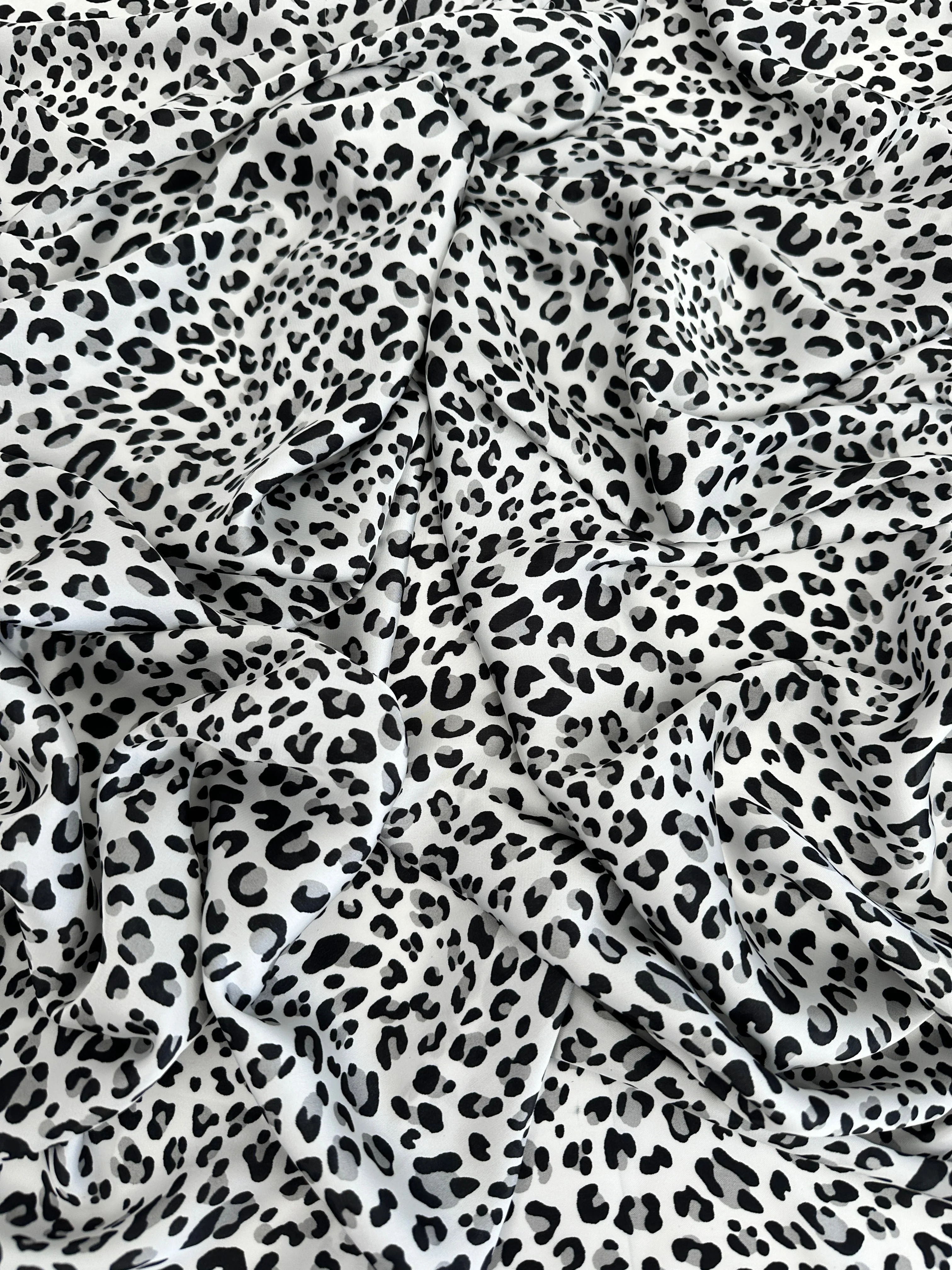 Black/White Leopard Print Satin - Image 4