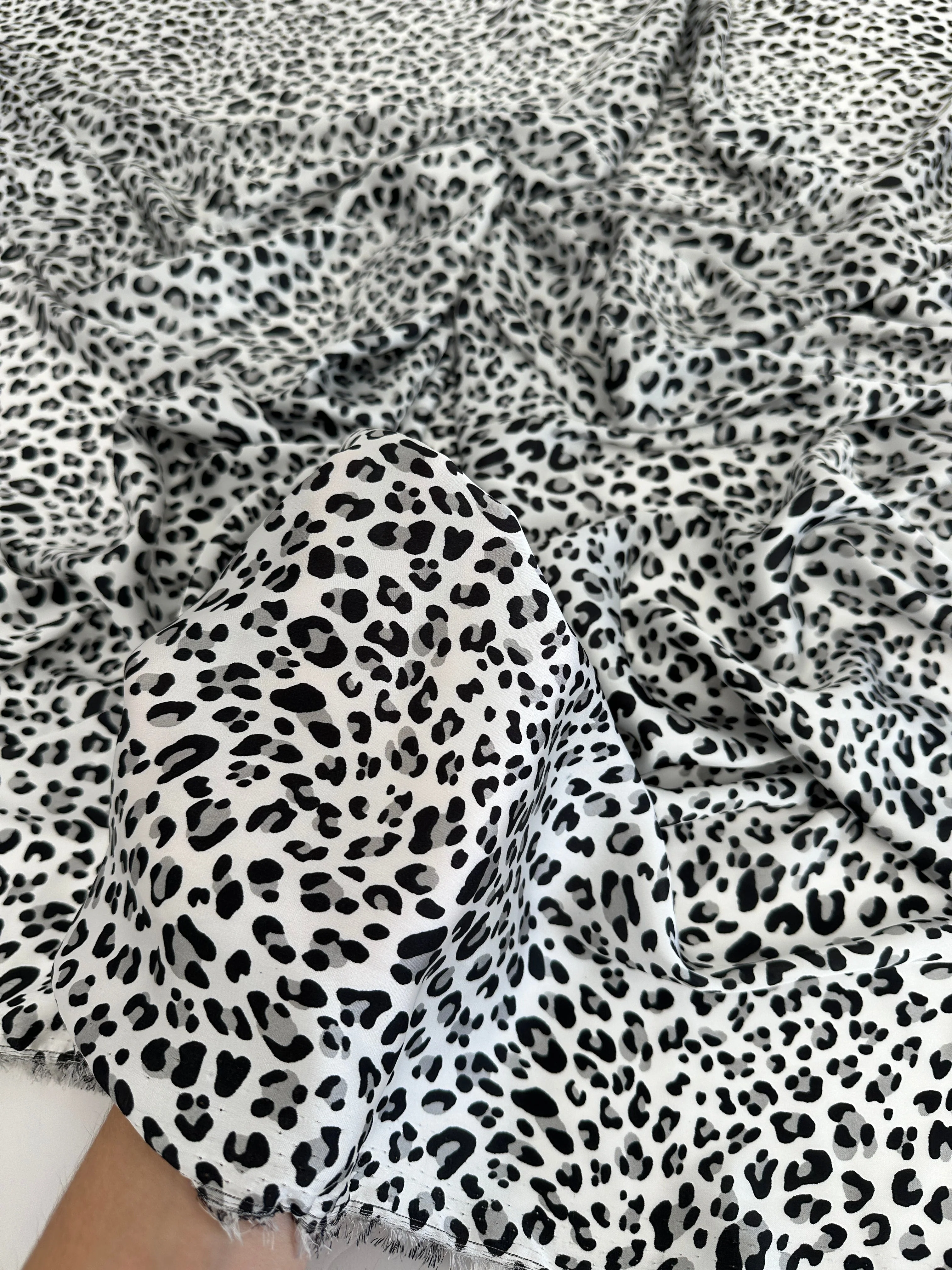 Black/White Leopard Print Satin - Image 9