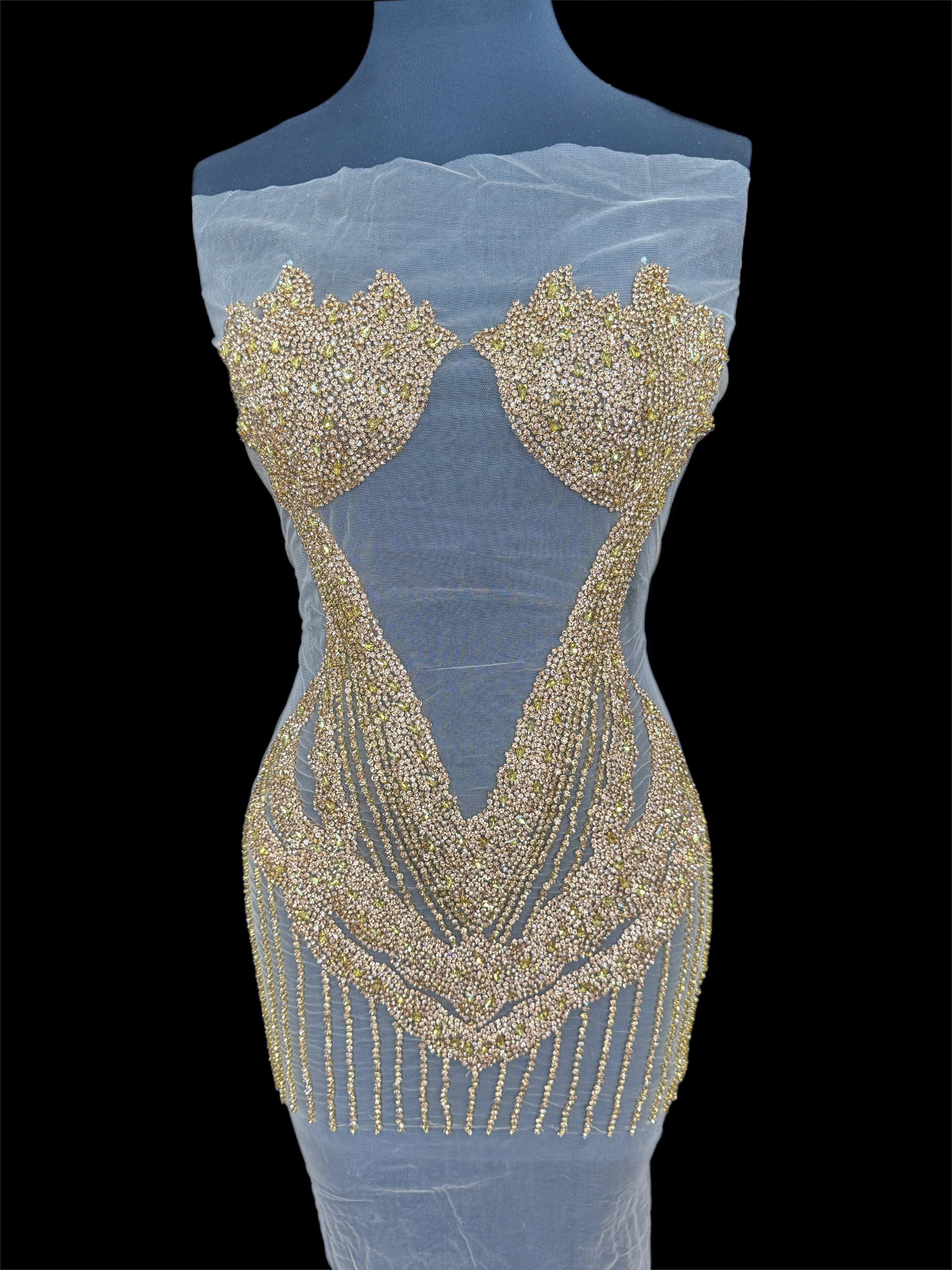 Blanca Gold Rhinestone Bodice Applique
