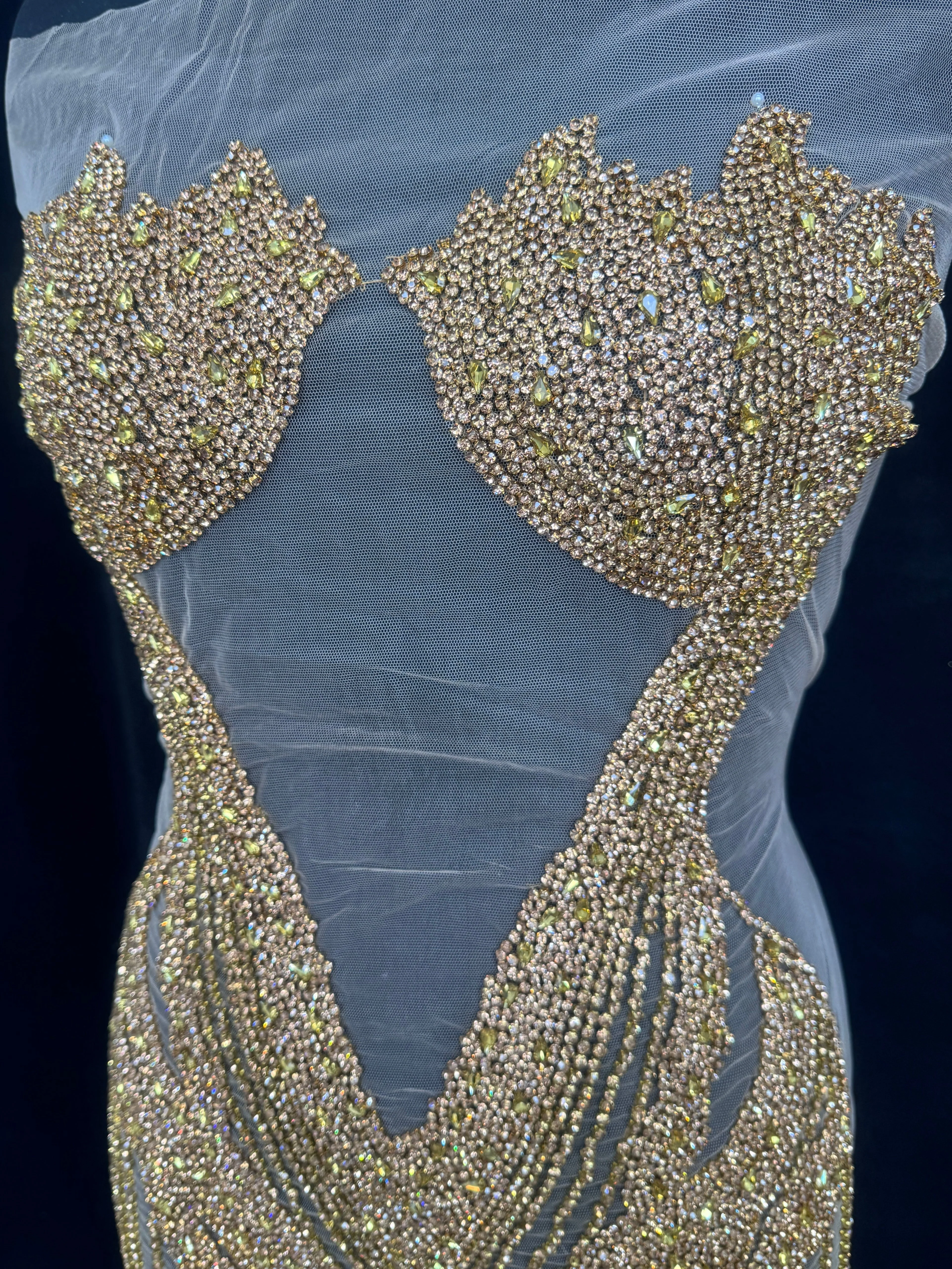 Blanca Gold Rhinestone Bodice Applique - Image 3