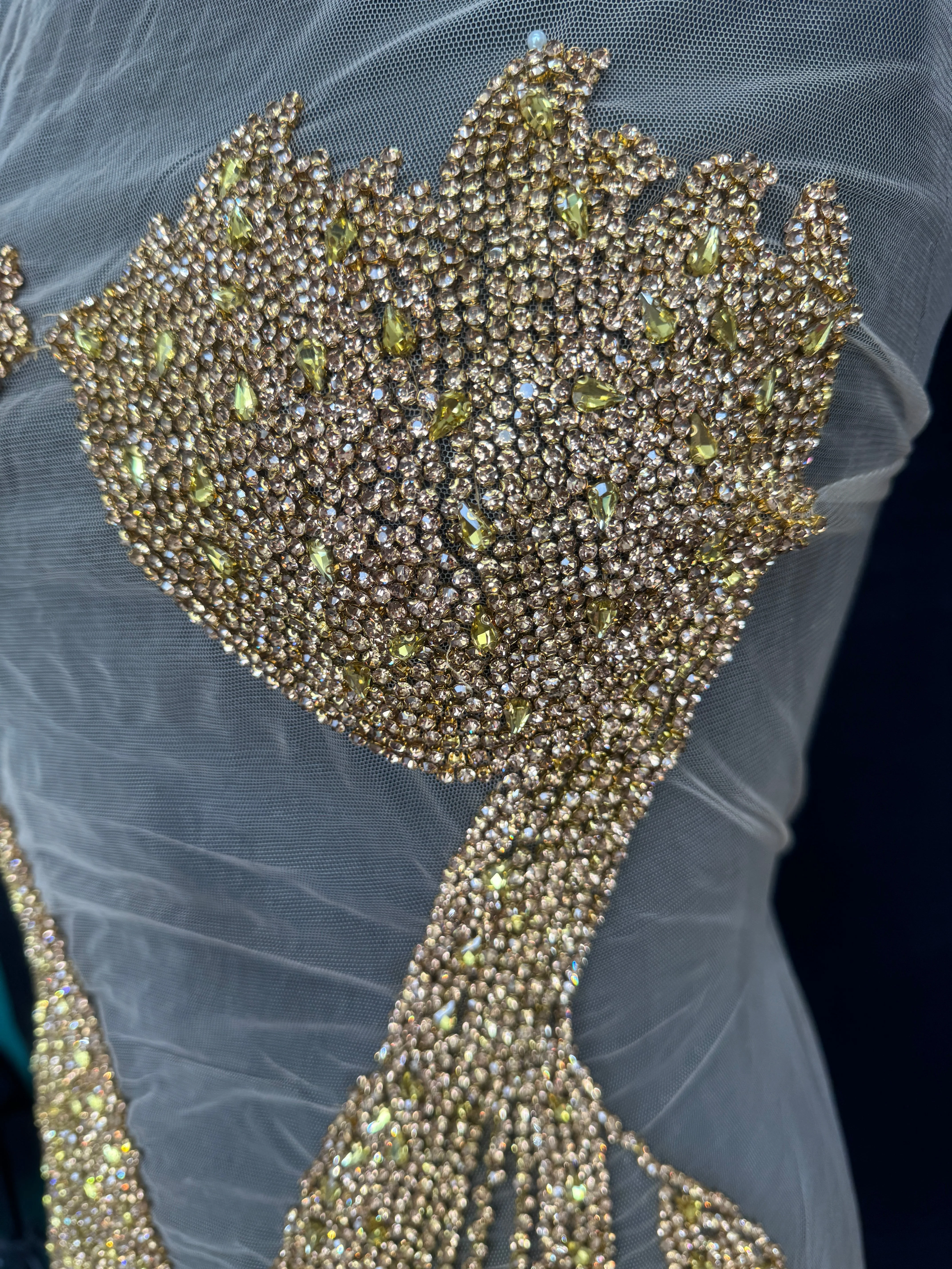 Blanca Gold Rhinestone Bodice Applique - Image 4