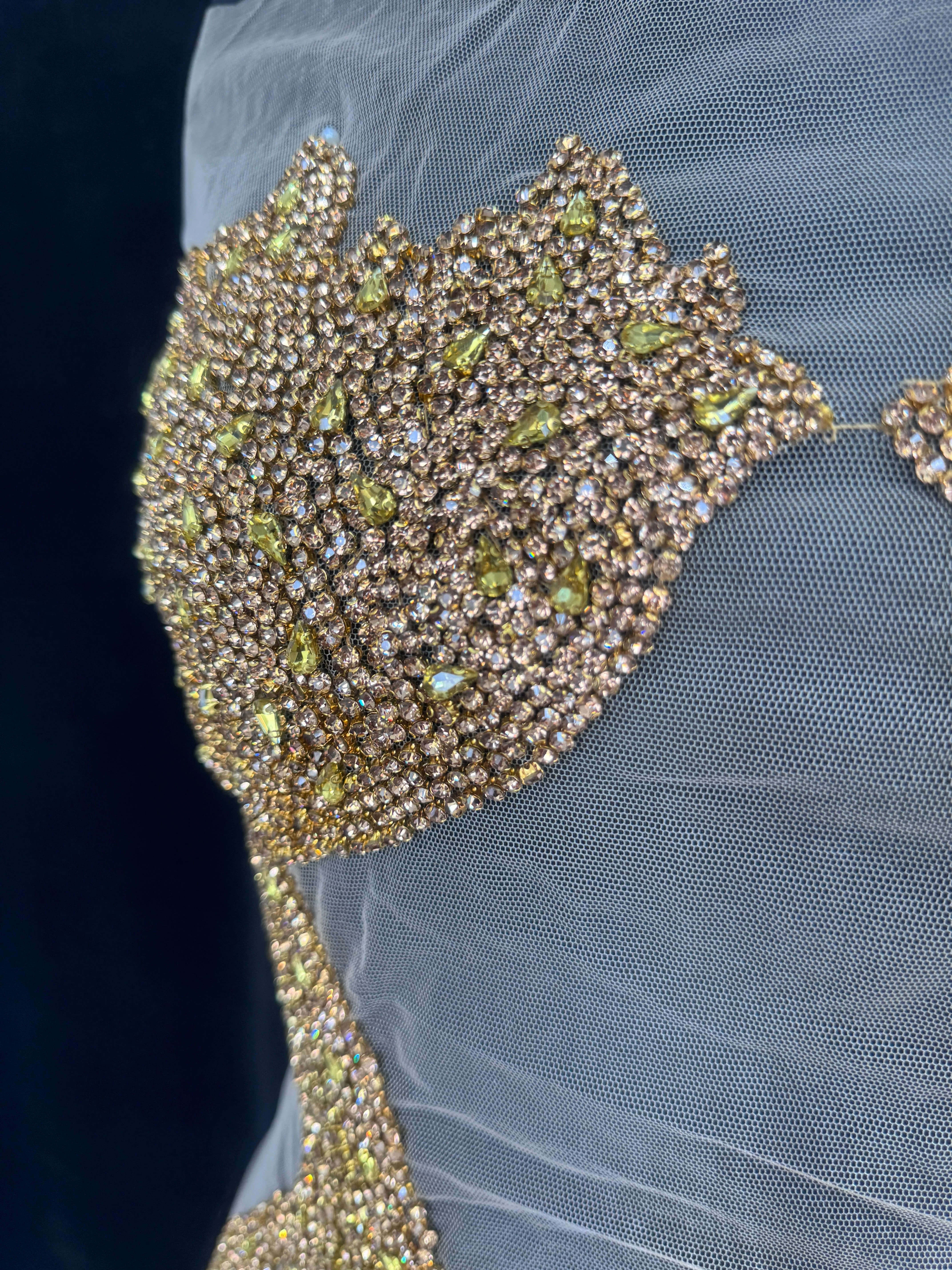 Blanca Gold Rhinestone Bodice Applique - Image 5