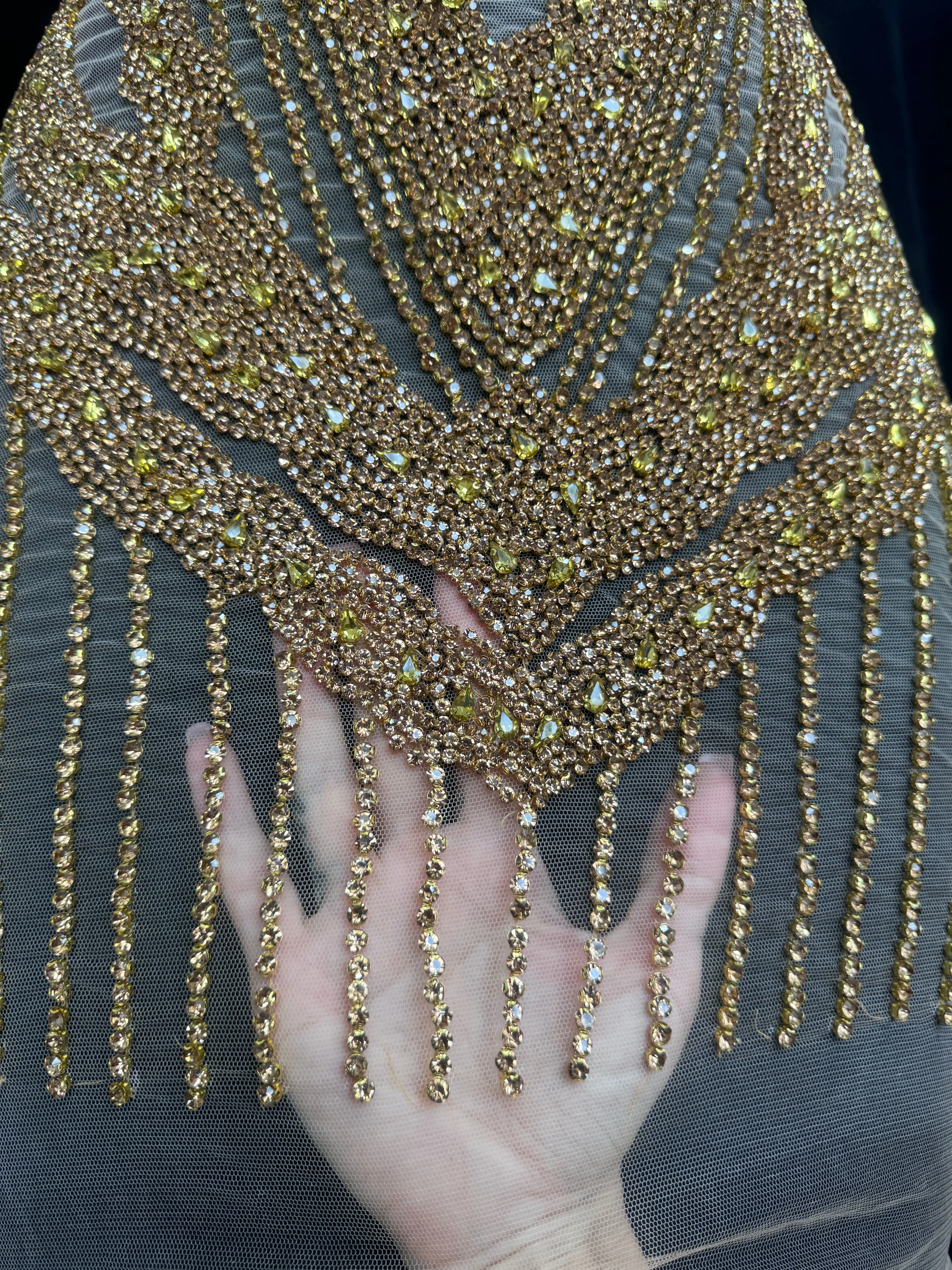 Blanca Gold Rhinestone Bodice Applique - Image 7