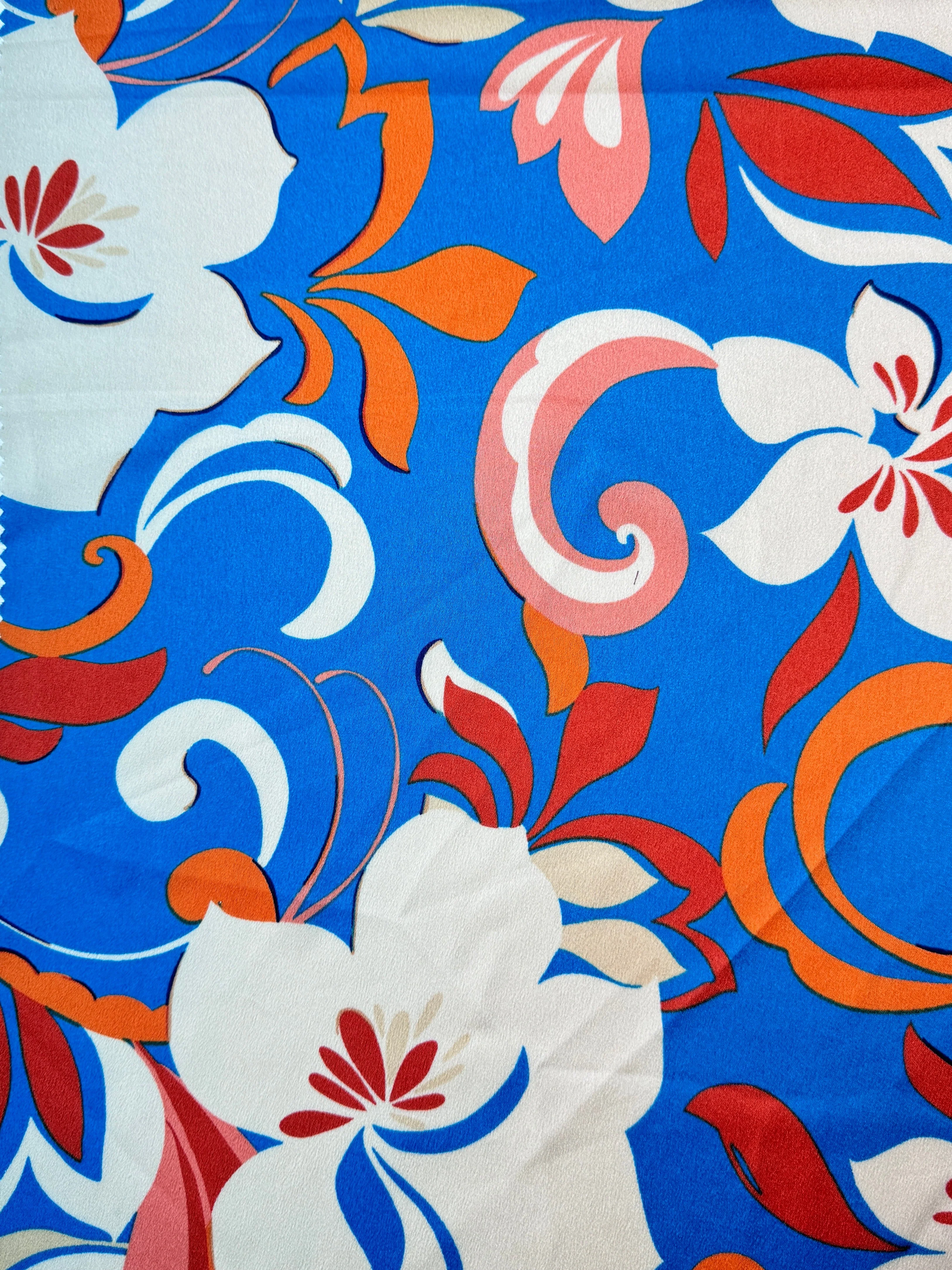 Blue Floral Print Satin - Image 8
