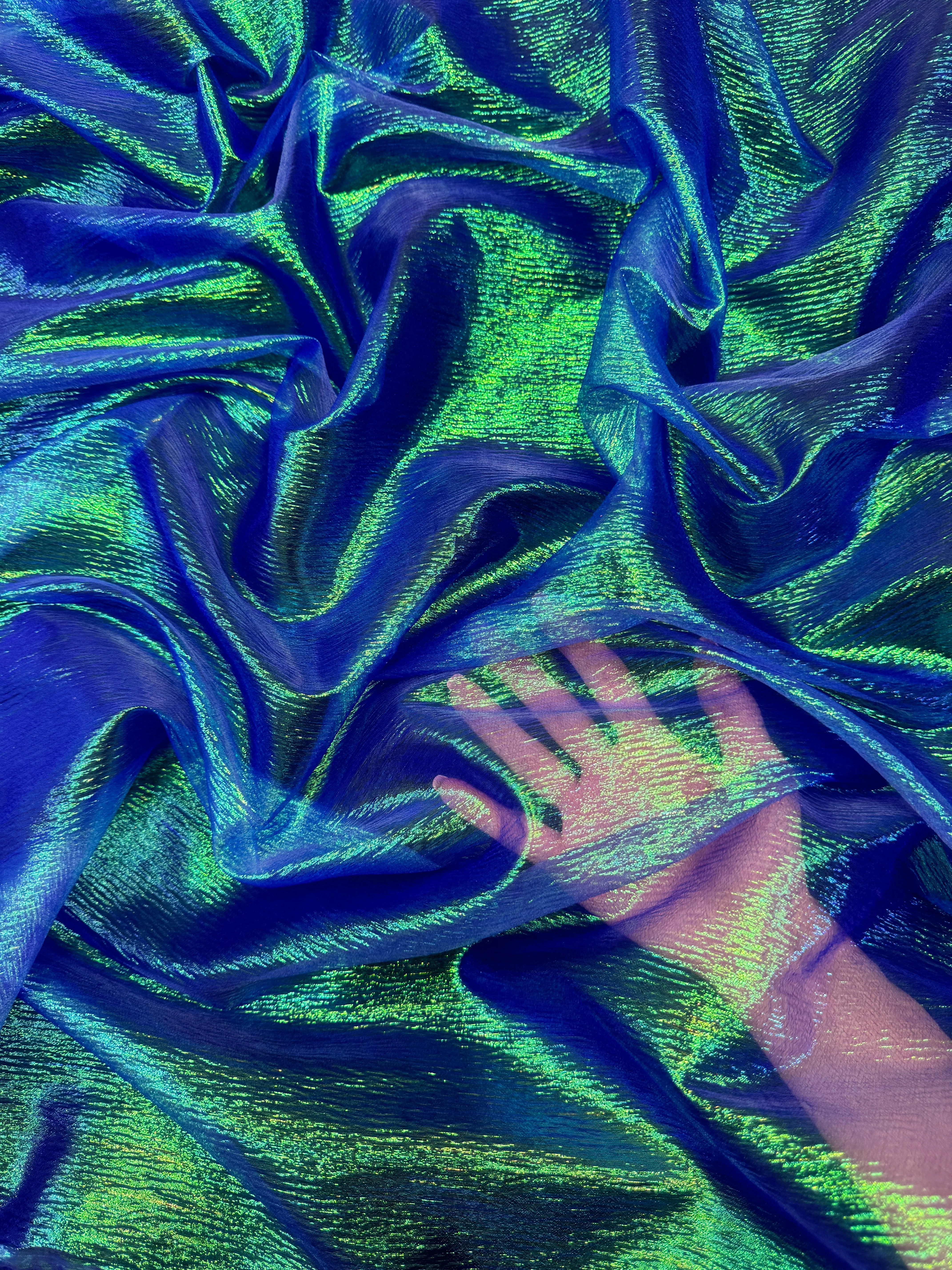 Blue Iridescent Crushed Organza - Image 10