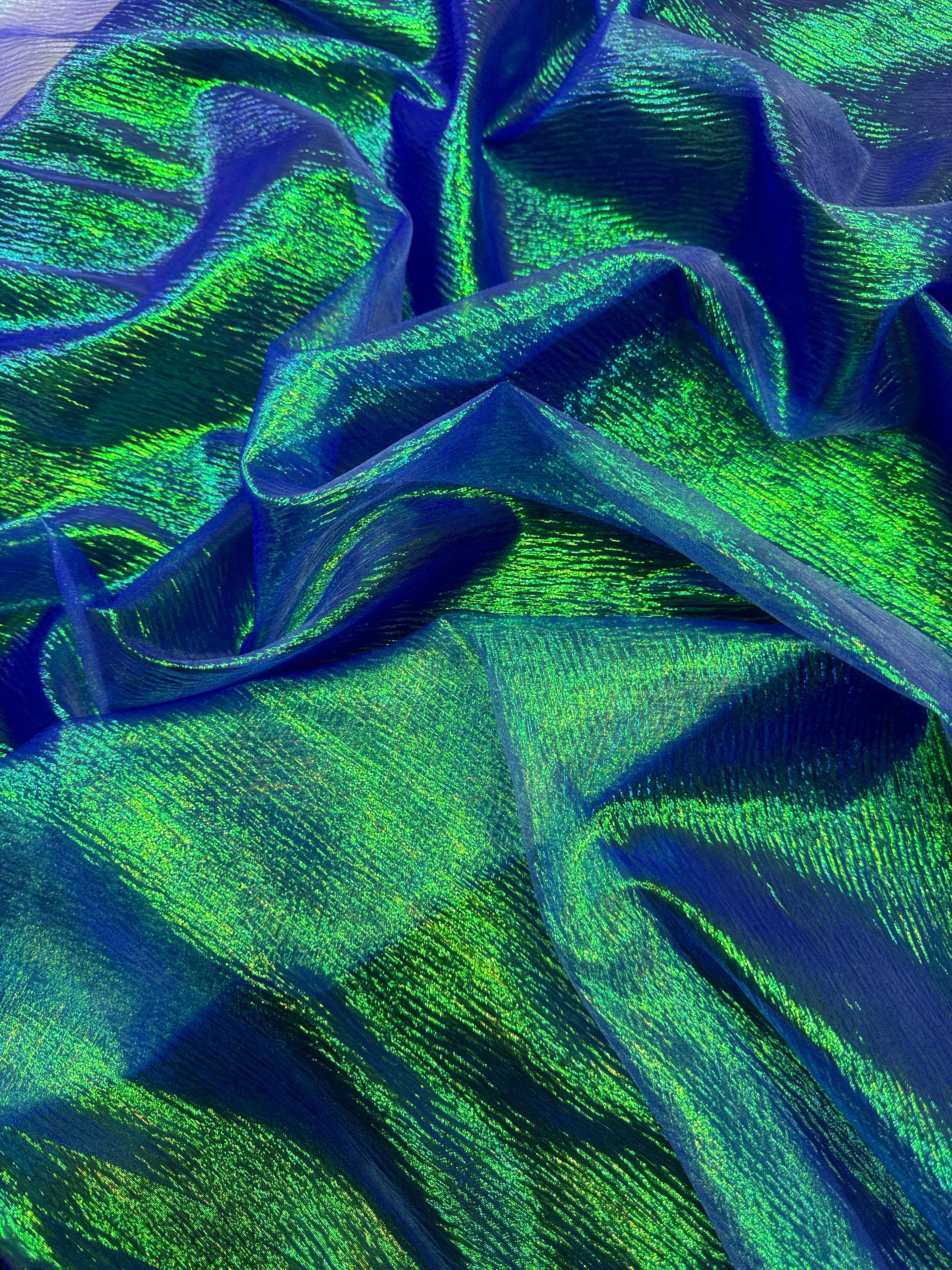 Blue Iridescent Crushed Organza - Image 5