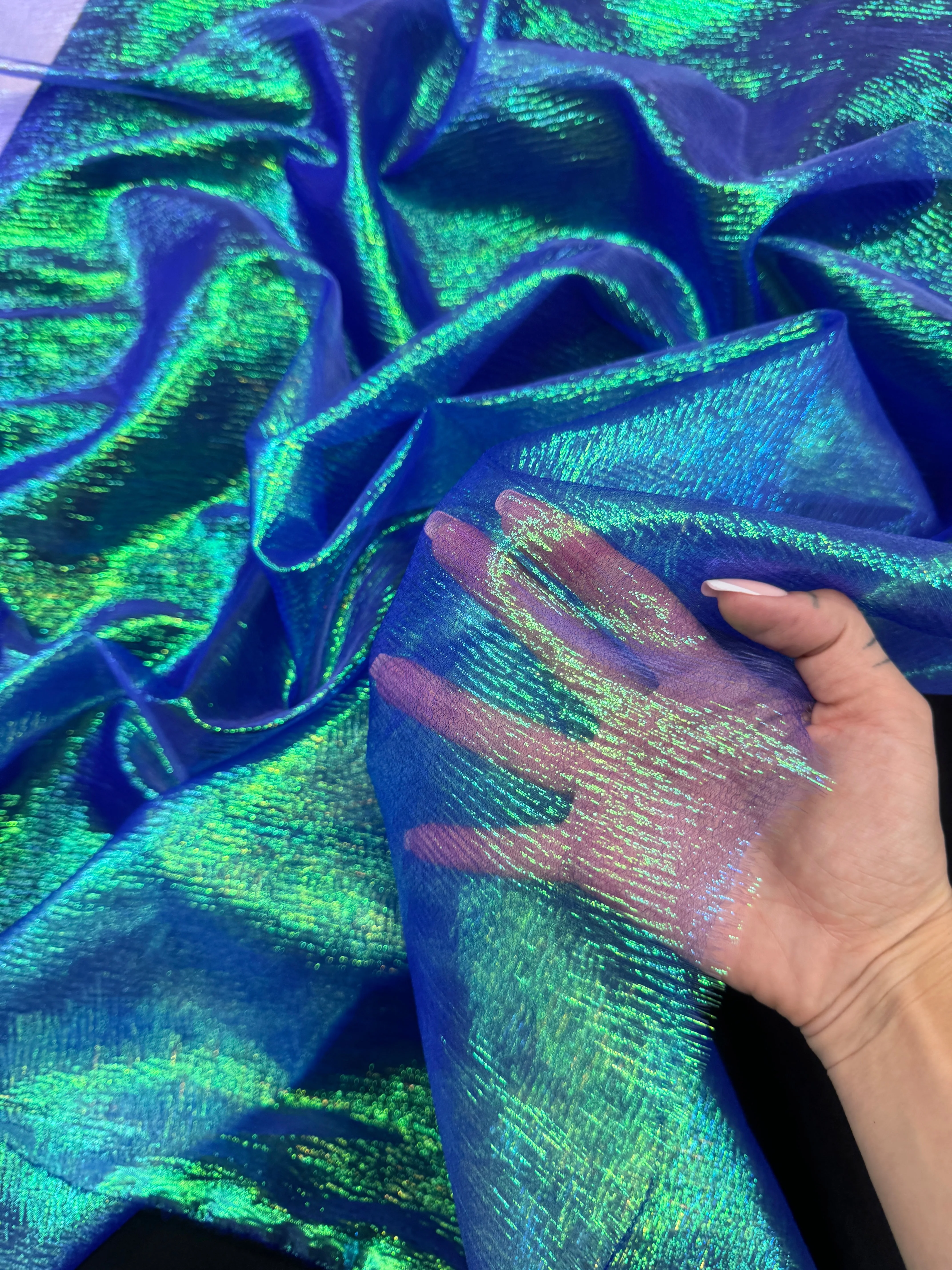 Blue Iridescent Crushed Organza - Image 7