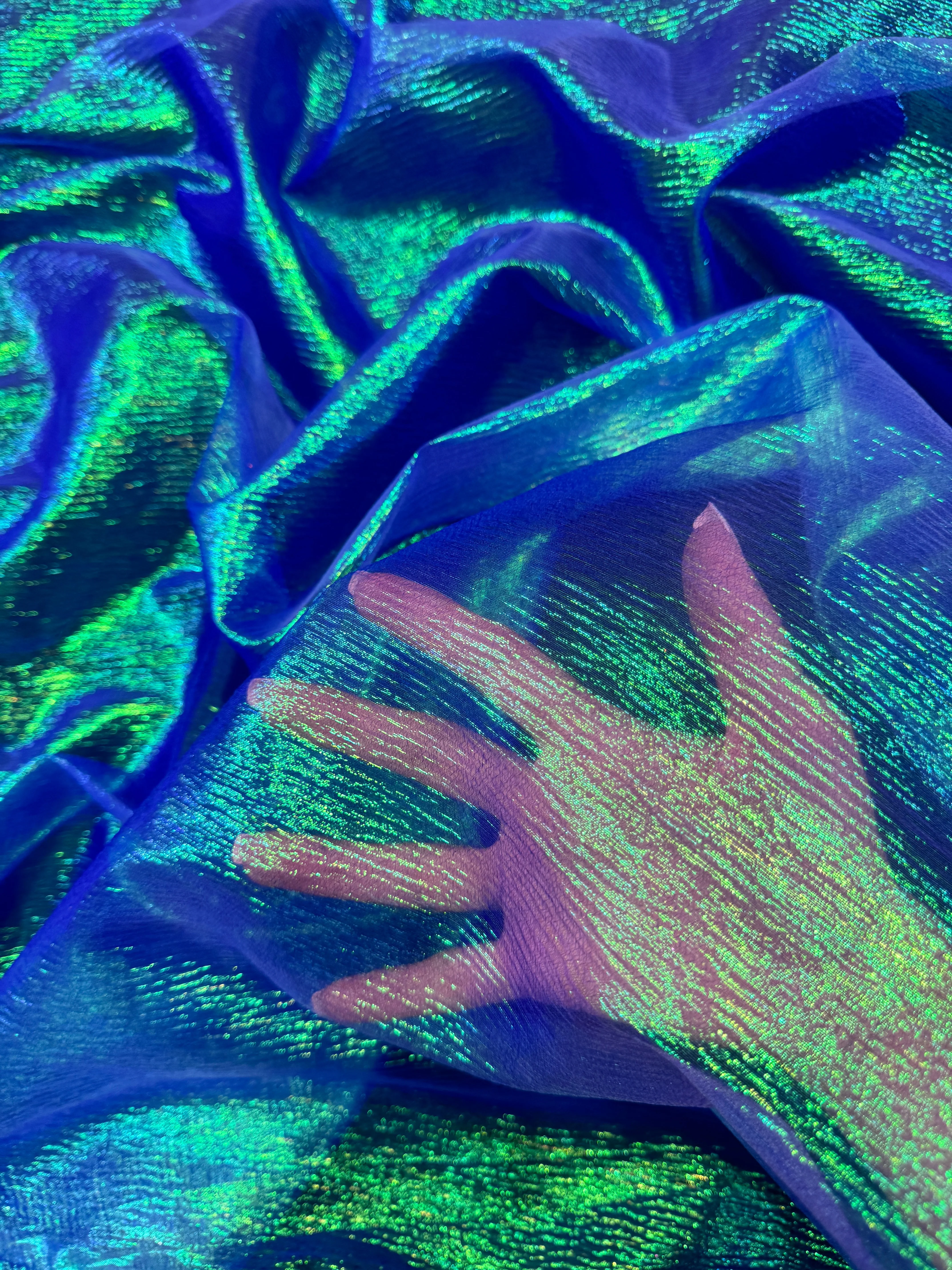 Blue Iridescent Crushed Organza - Image 9