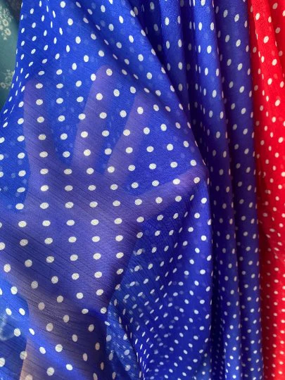 Blue Polka Dot Hi Multi Chiffon - Image 3