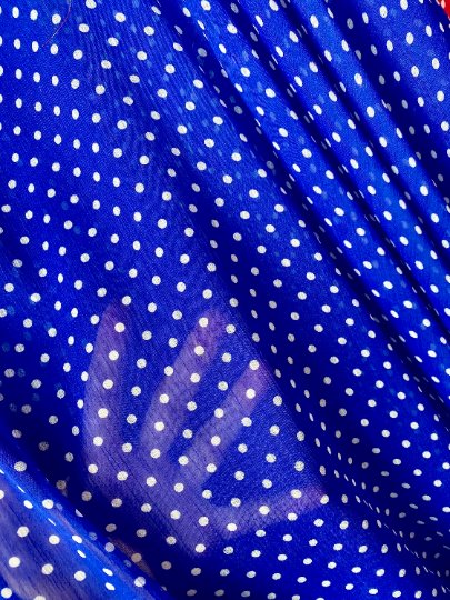 Blue Polka Dot Hi Multi Chiffon - Image 4