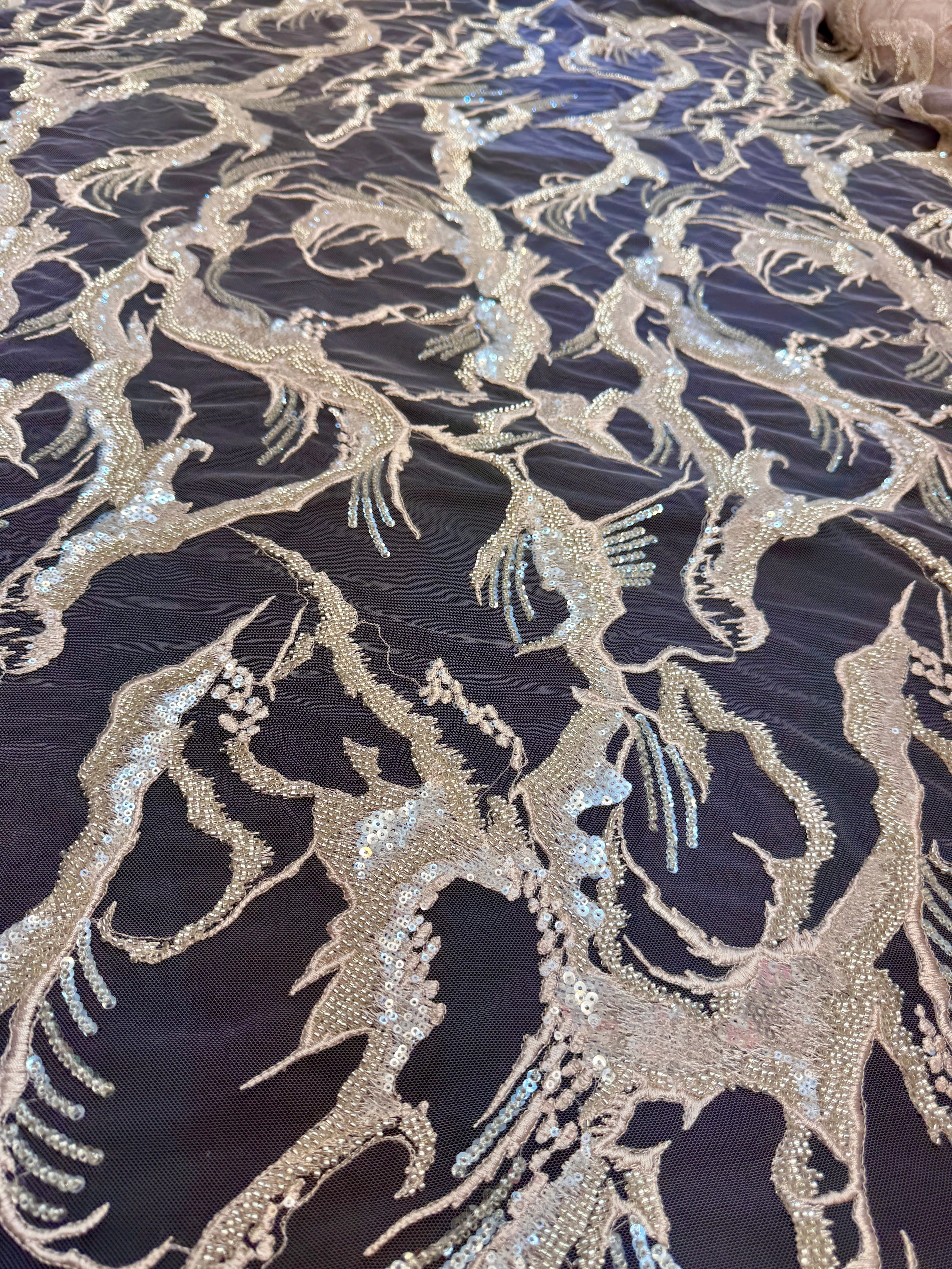 Blush Couture Vine Sequin Embroidered Mesh Lace - Image 4
