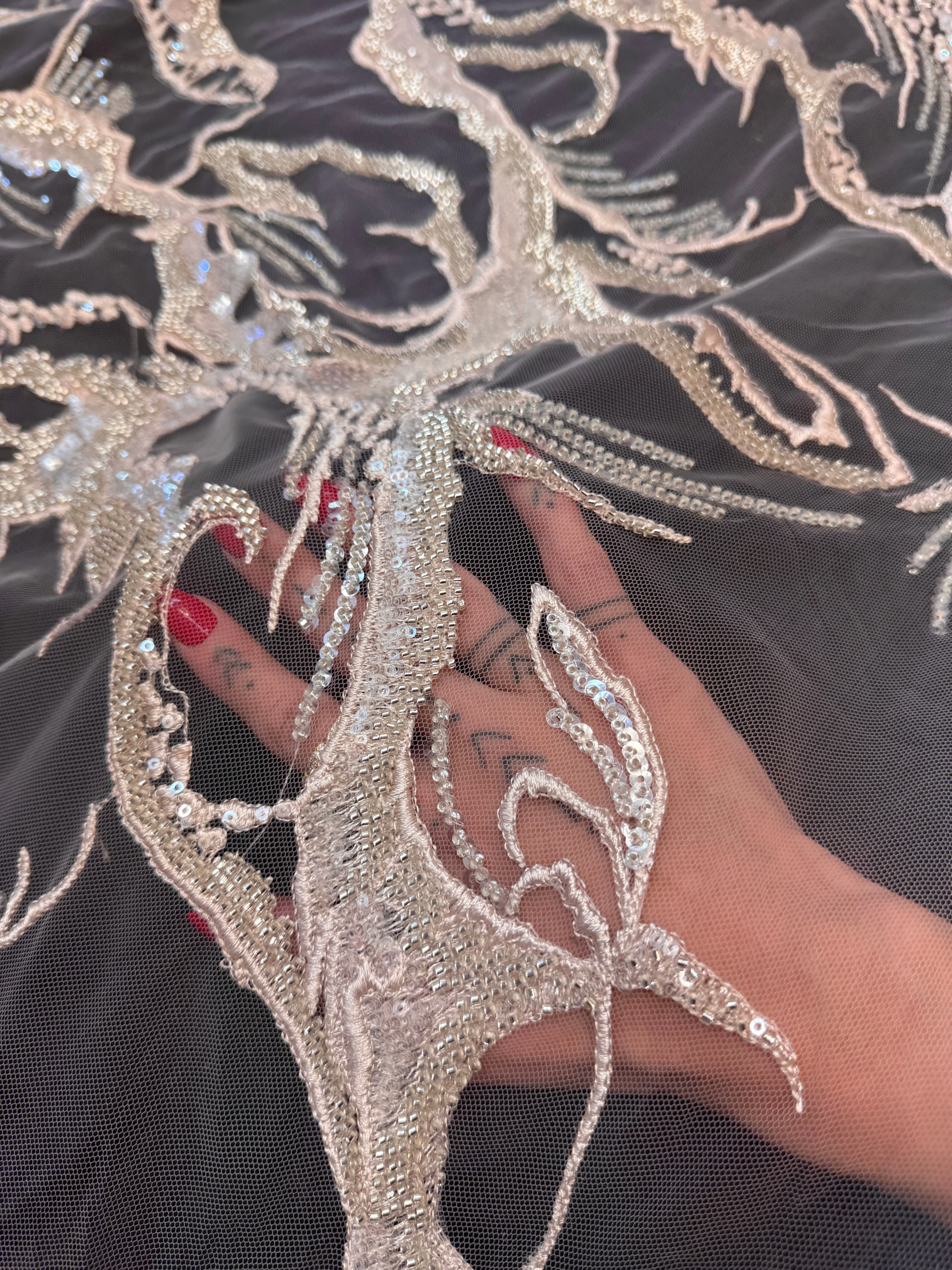 Blush Couture Vine Sequin Embroidered Mesh Lace - Image 6