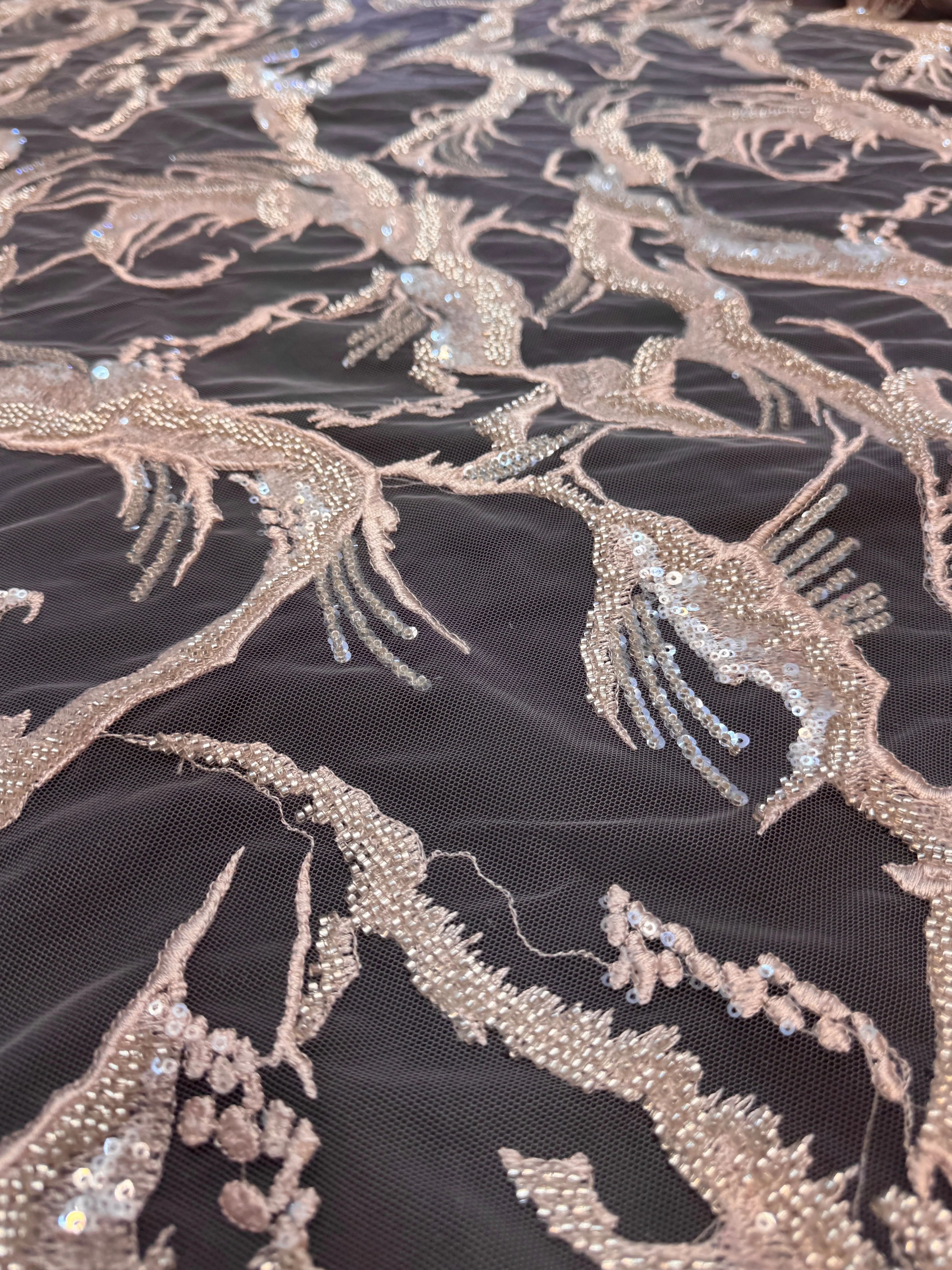 Blush Couture Vine Sequin Embroidered Mesh Lace - Image 7