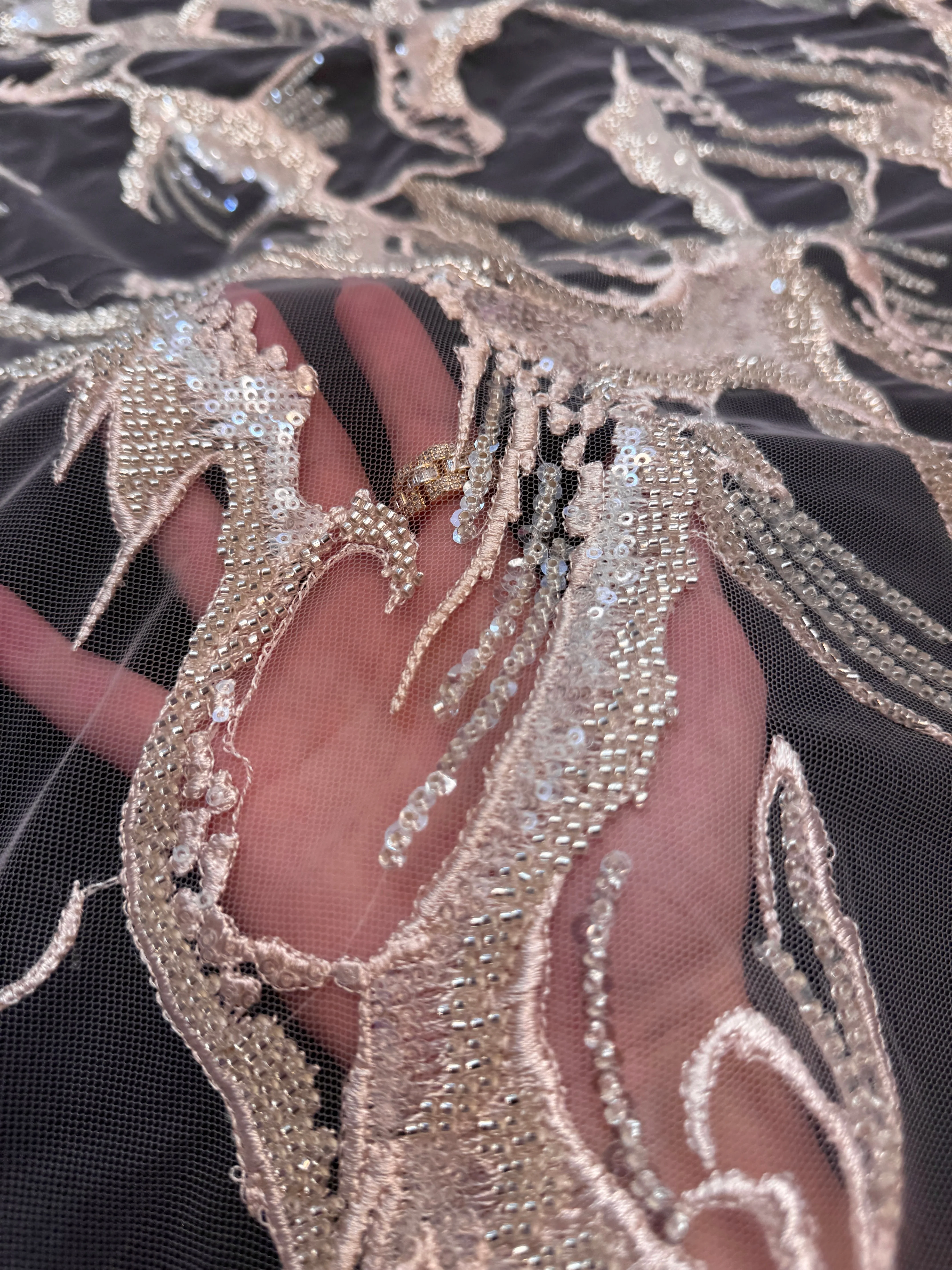 Blush Couture Vine Sequin Embroidered Mesh Lace - Image 8