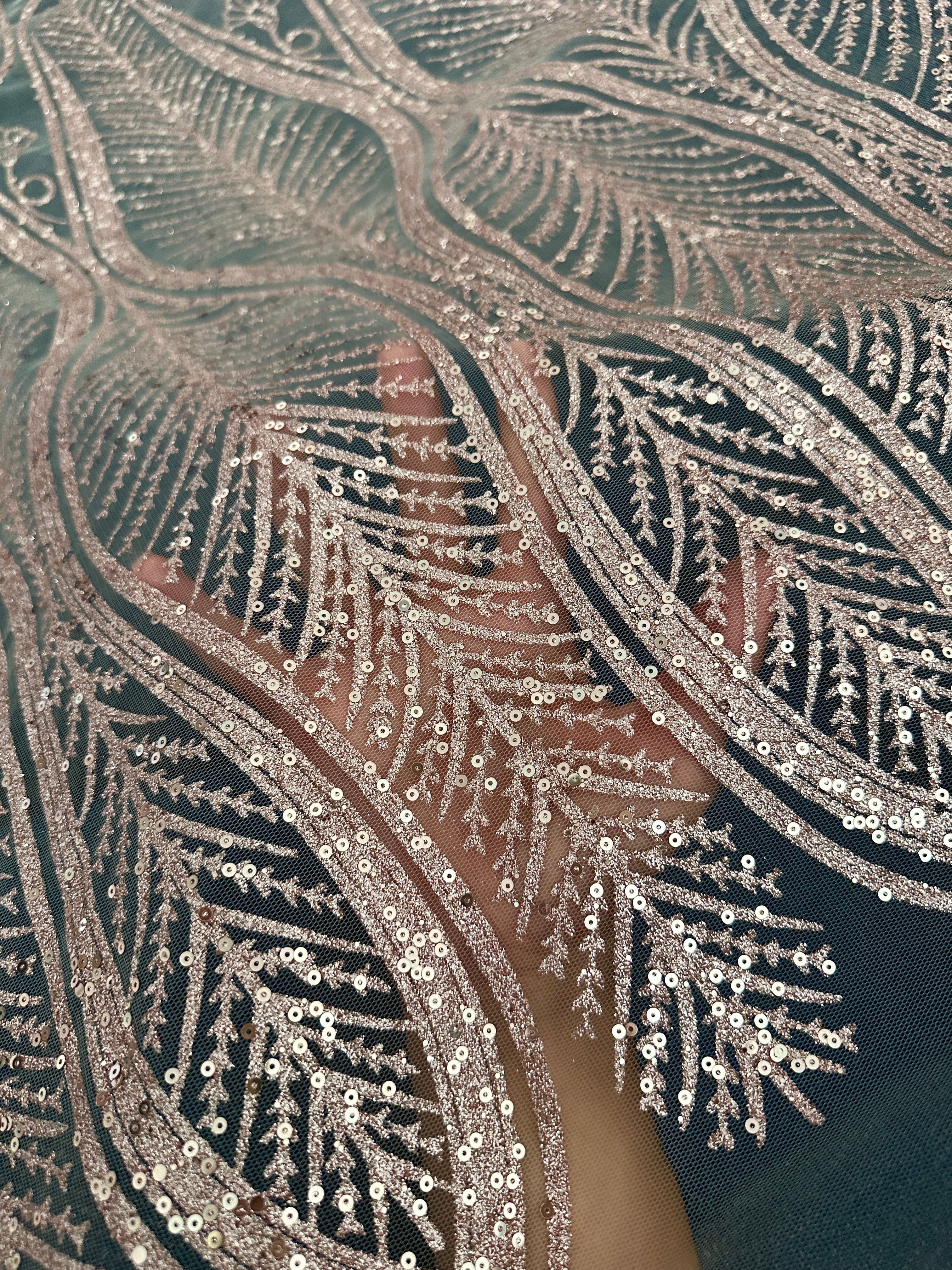 Blush Glitter Sequin Geometric Design Lace - Image 6