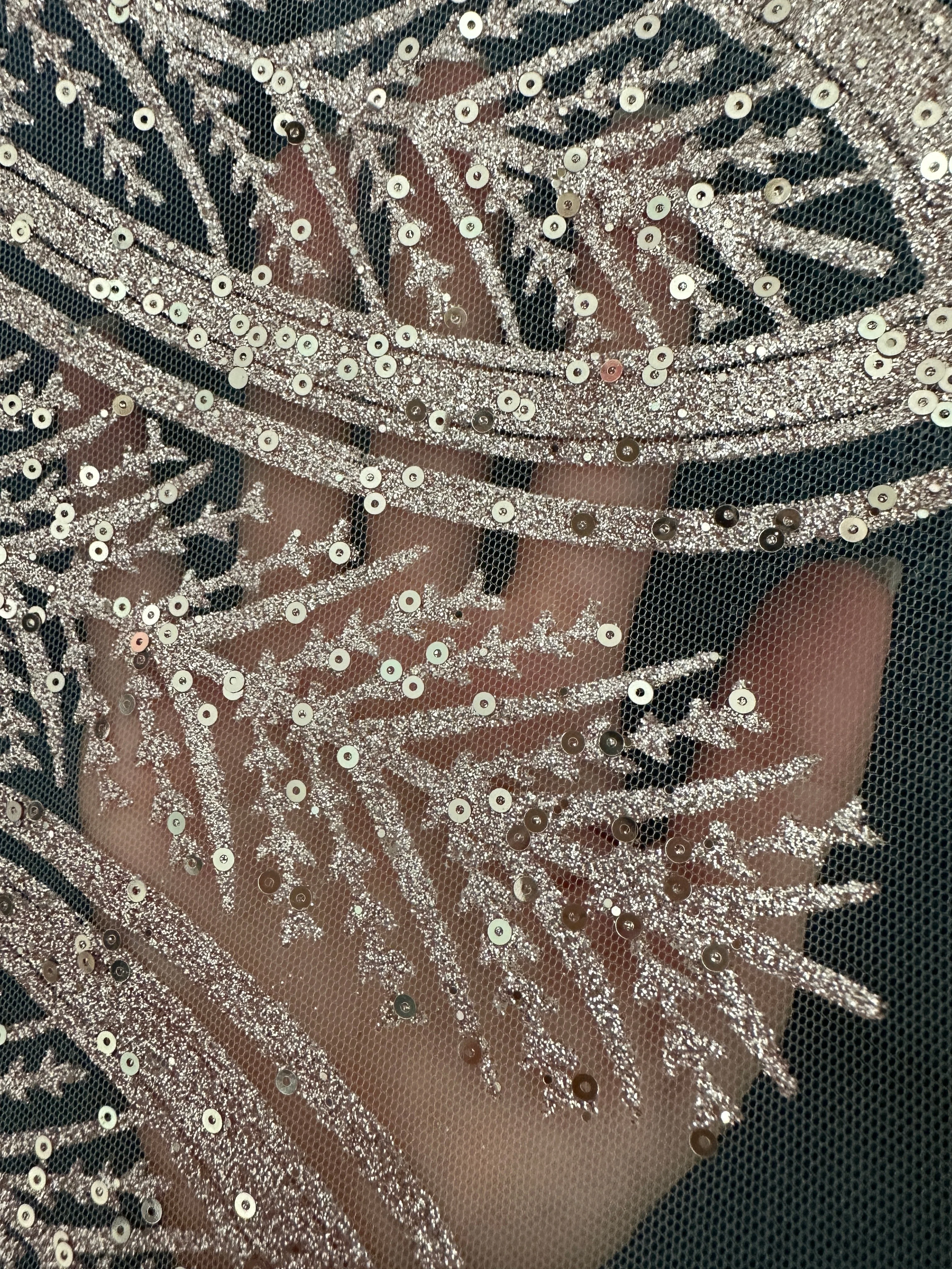 Blush Glitter Sequin Geometric Design Lace - Image 7