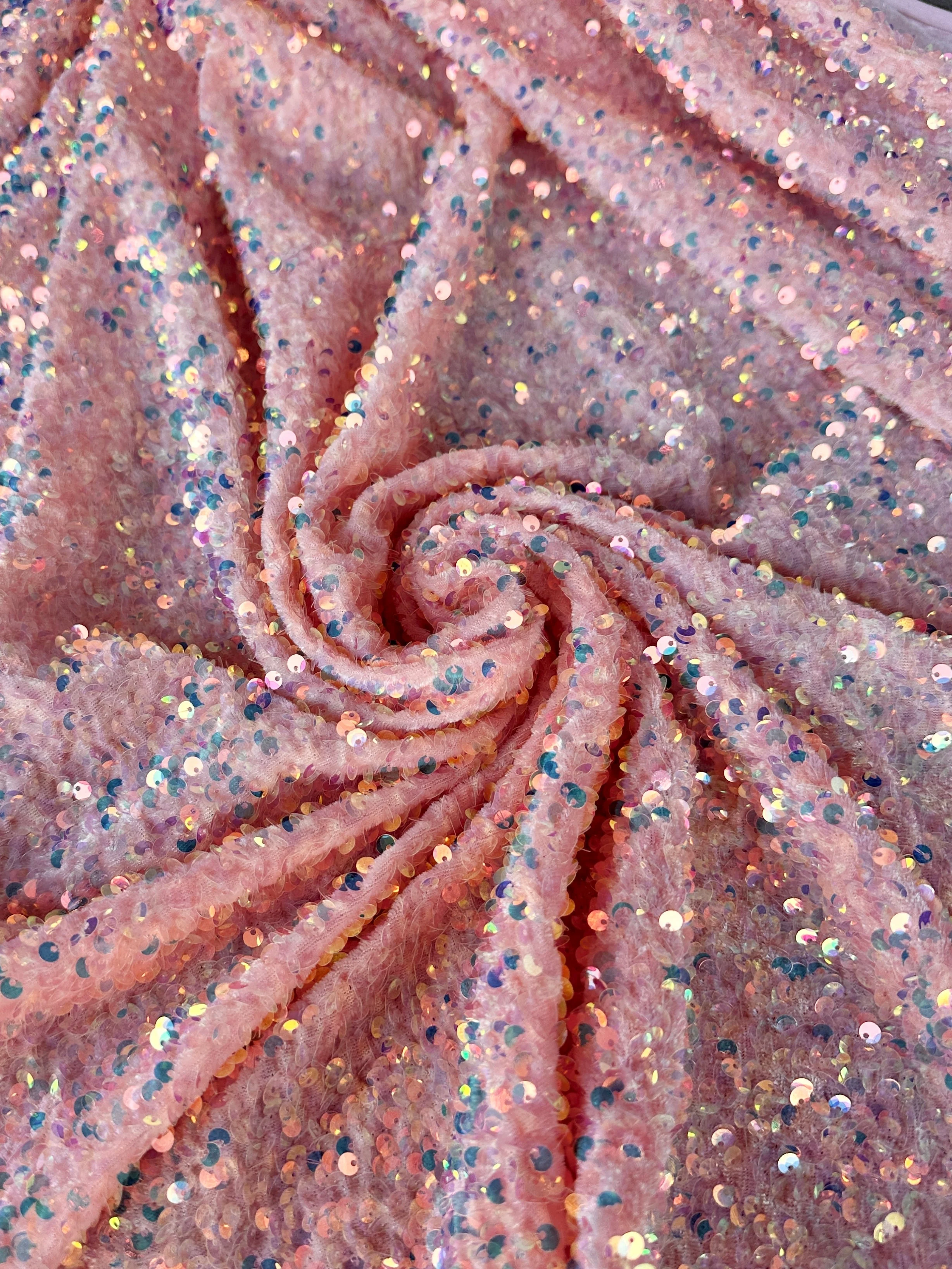 Iridescent Peach Sequin on Velvet - Image 10