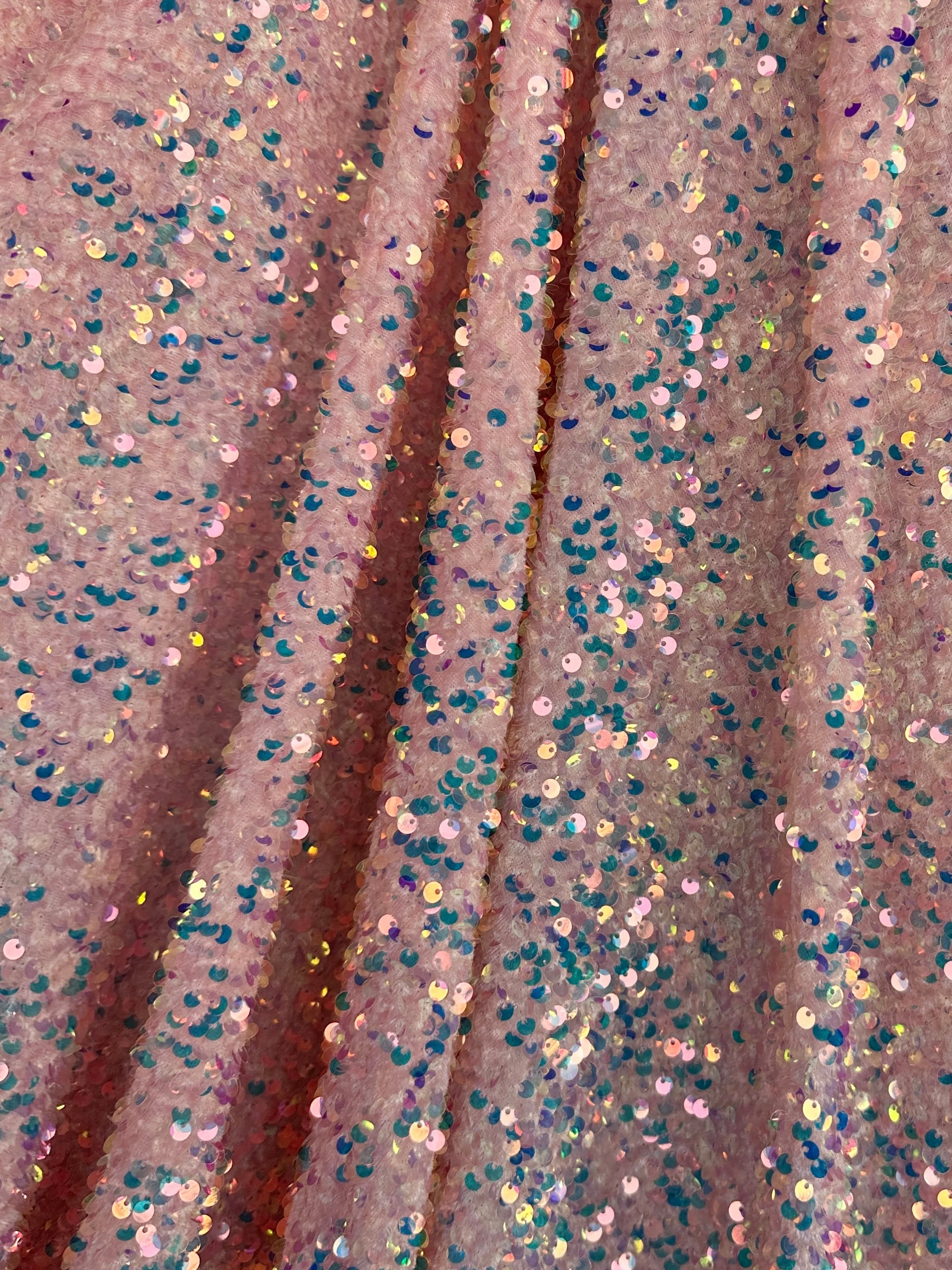 Iridescent Peach Sequin on Velvet - Image 3