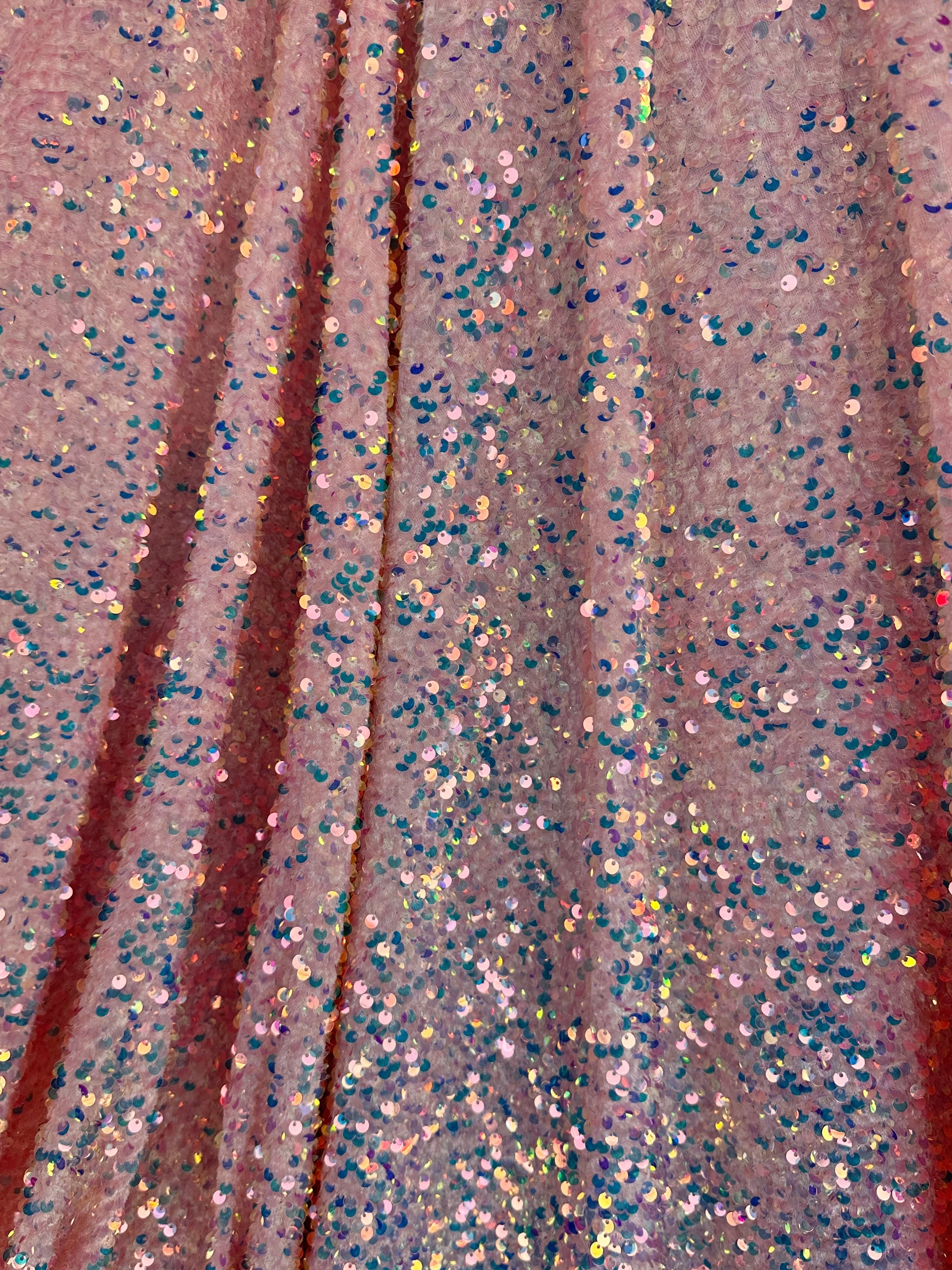 Iridescent Peach Sequin on Velvet - Image 5