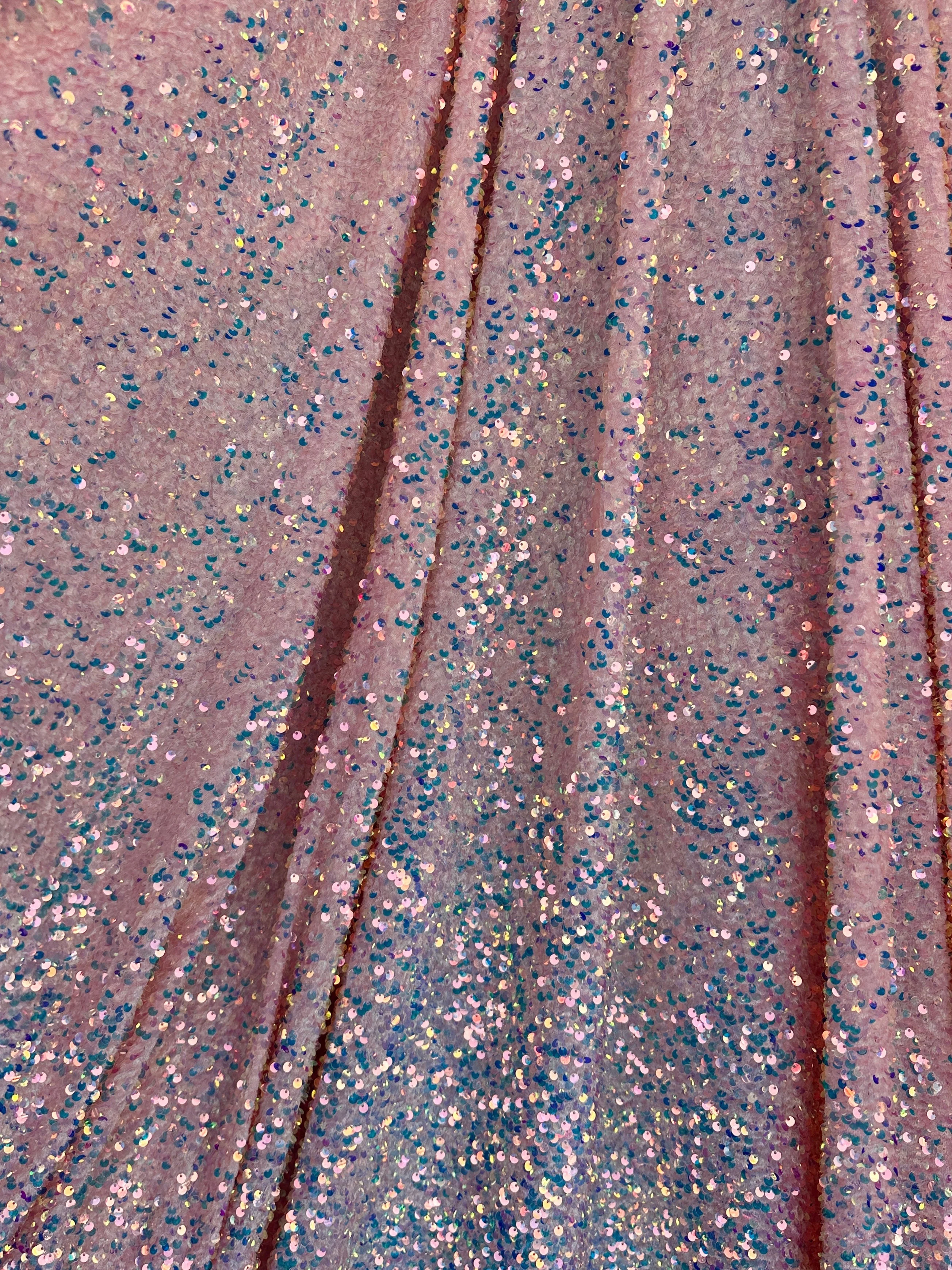 Iridescent Peach Sequin on Velvet - Image 6