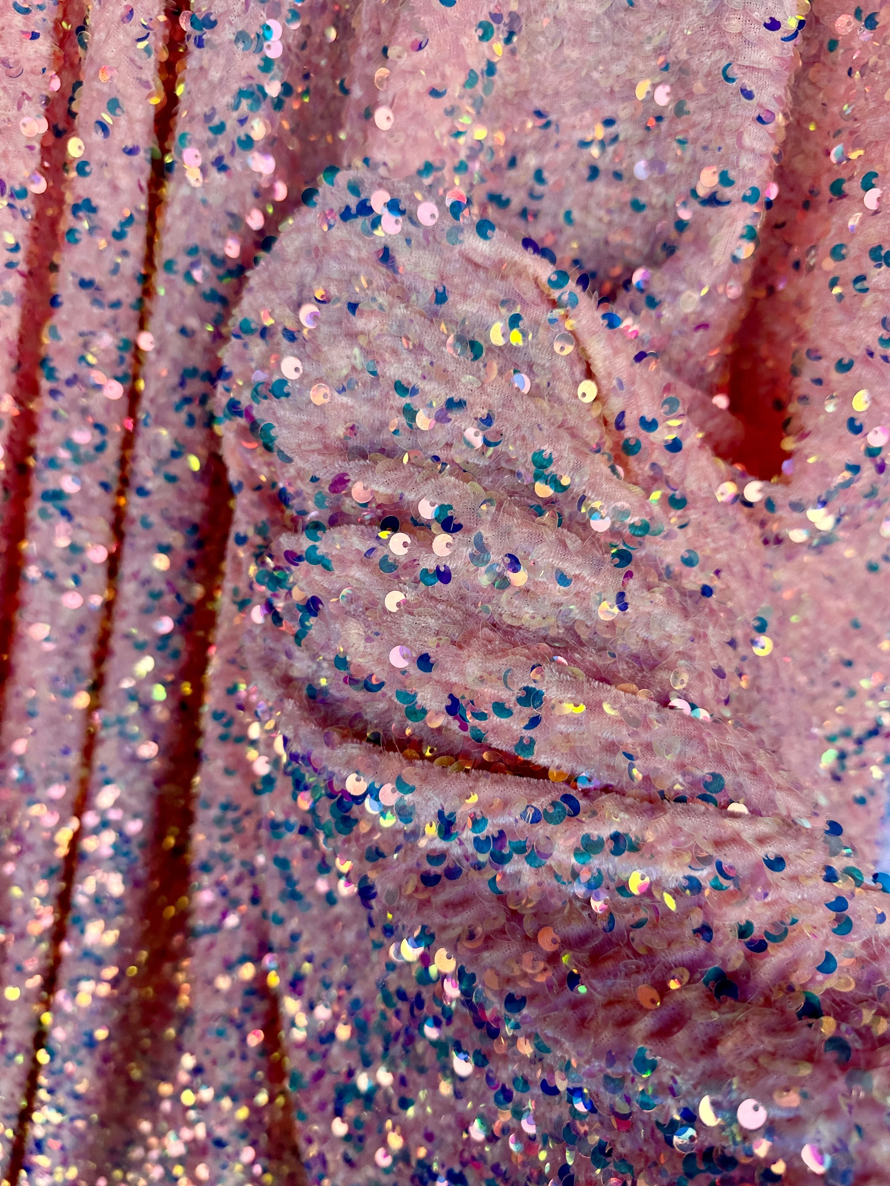Iridescent Peach Sequin on Velvet - Image 7