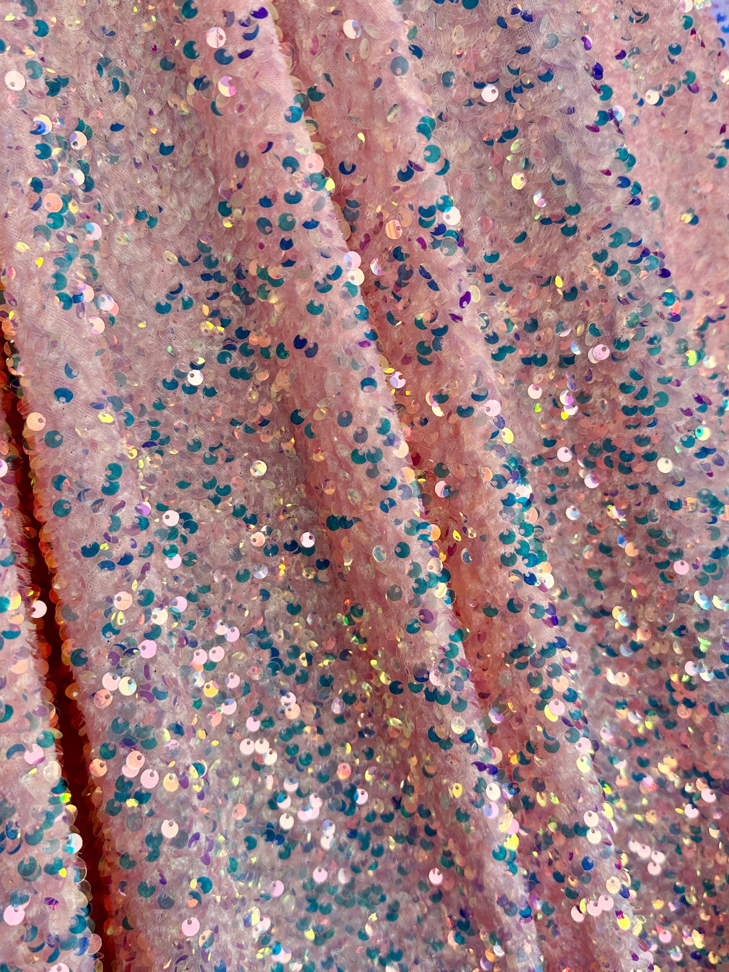Iridescent Peach Sequin on Velvet - Image 9