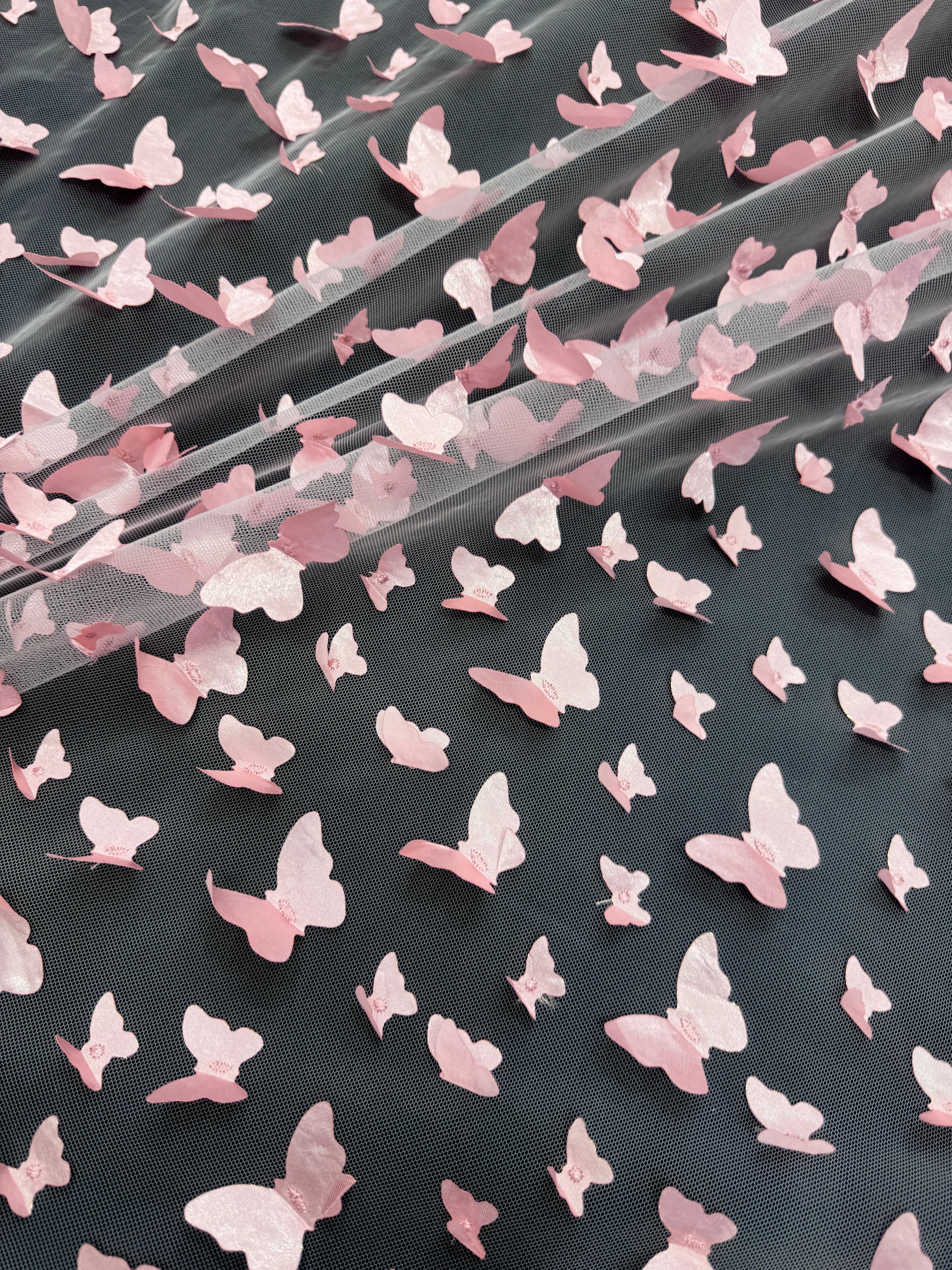 Blush Pink 3D Butterfly Lace - Image 3