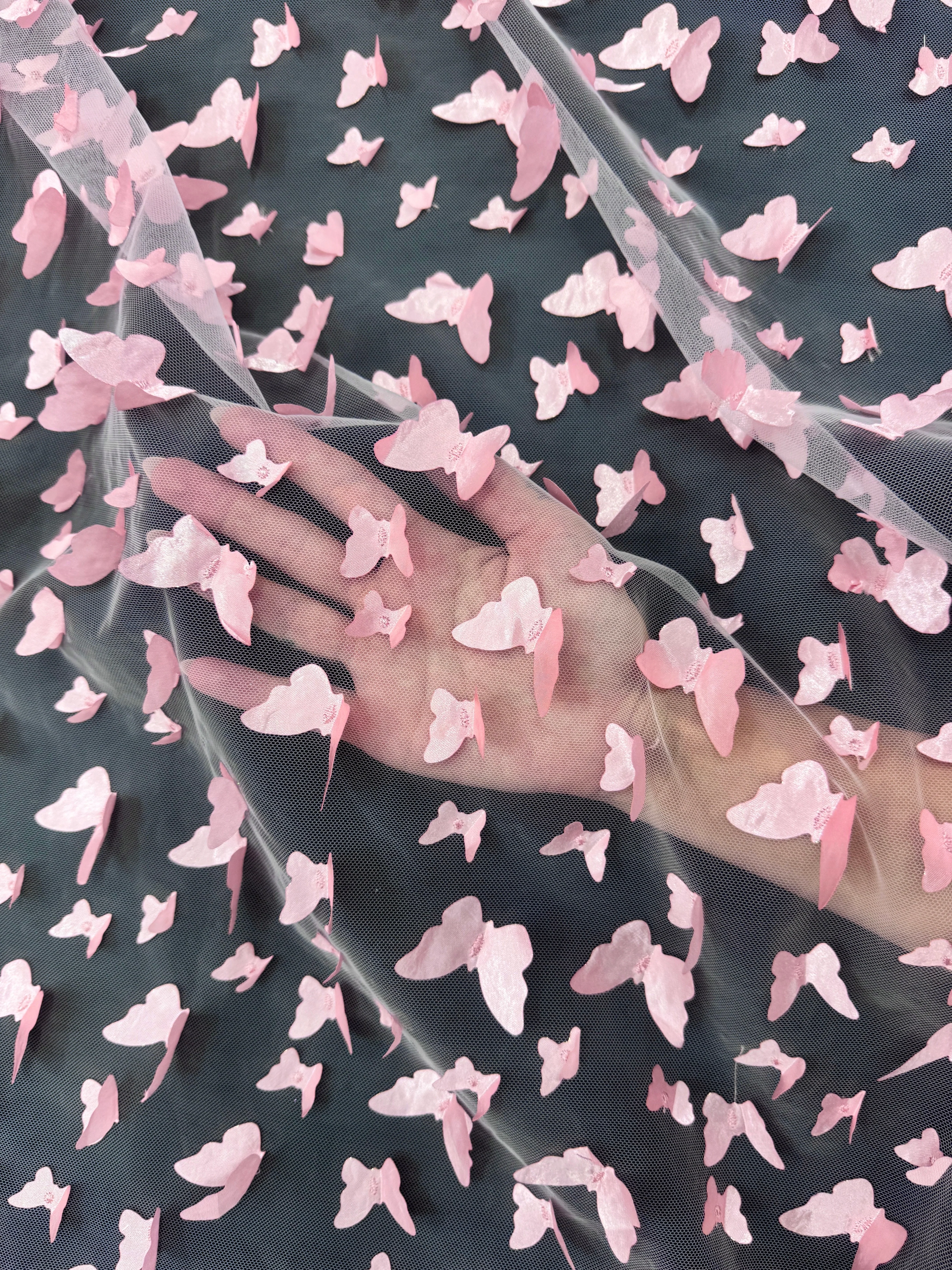 Blush Pink 3D Butterfly Lace - Image 6