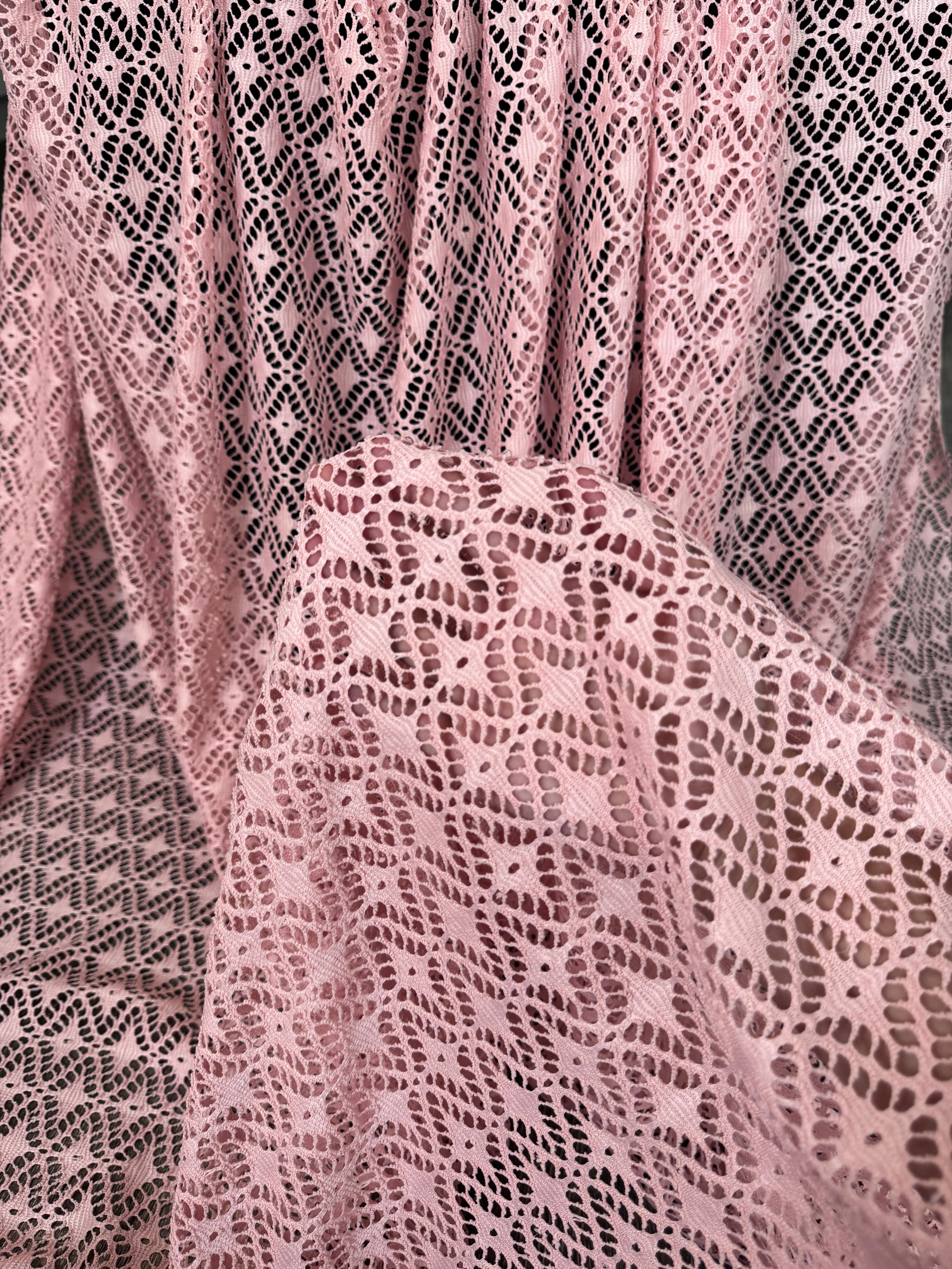 Blush Pink Crochet Hollow Out Knit