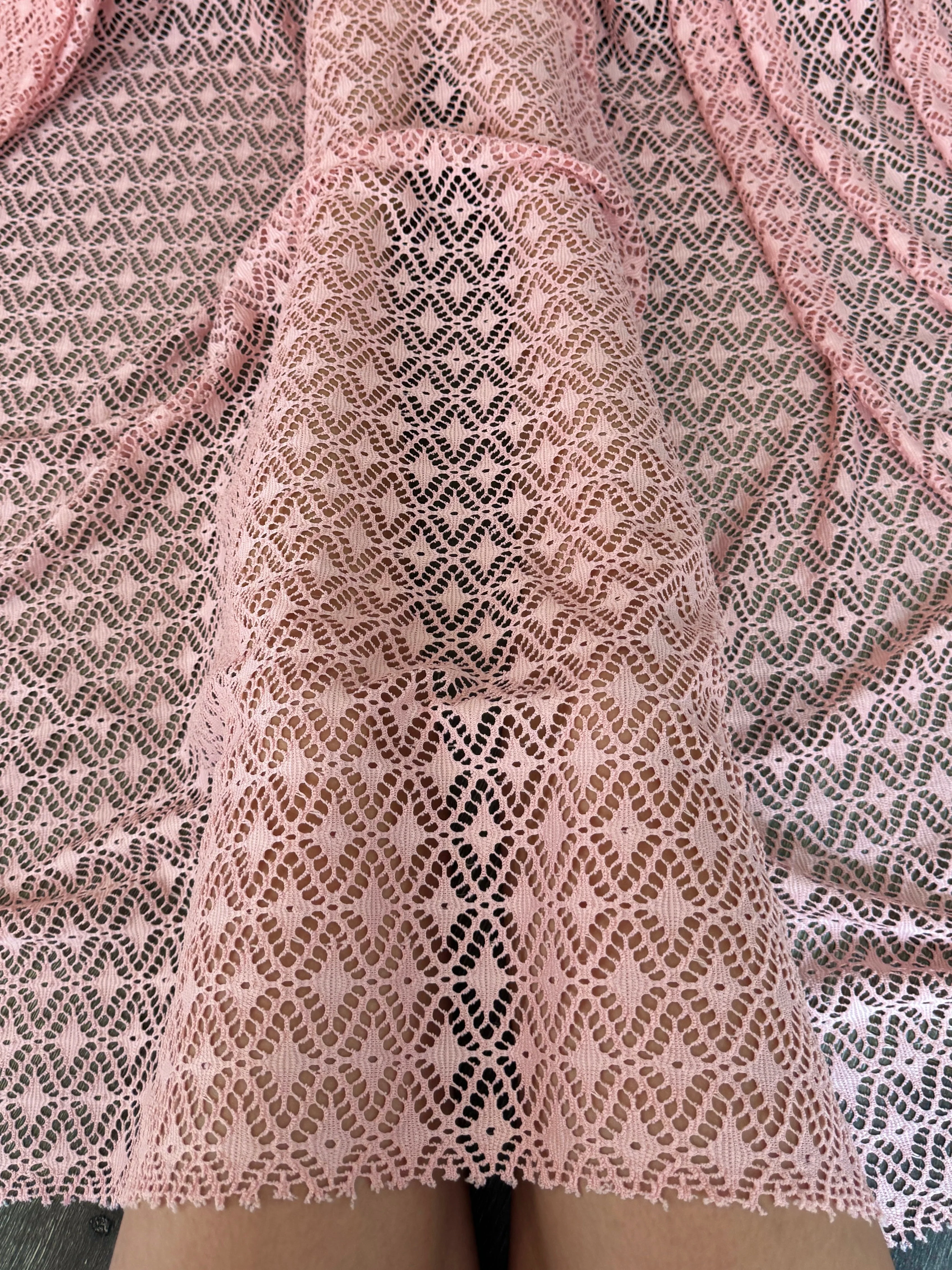 Blush Pink Crochet Hollow Out Knit - Image 2