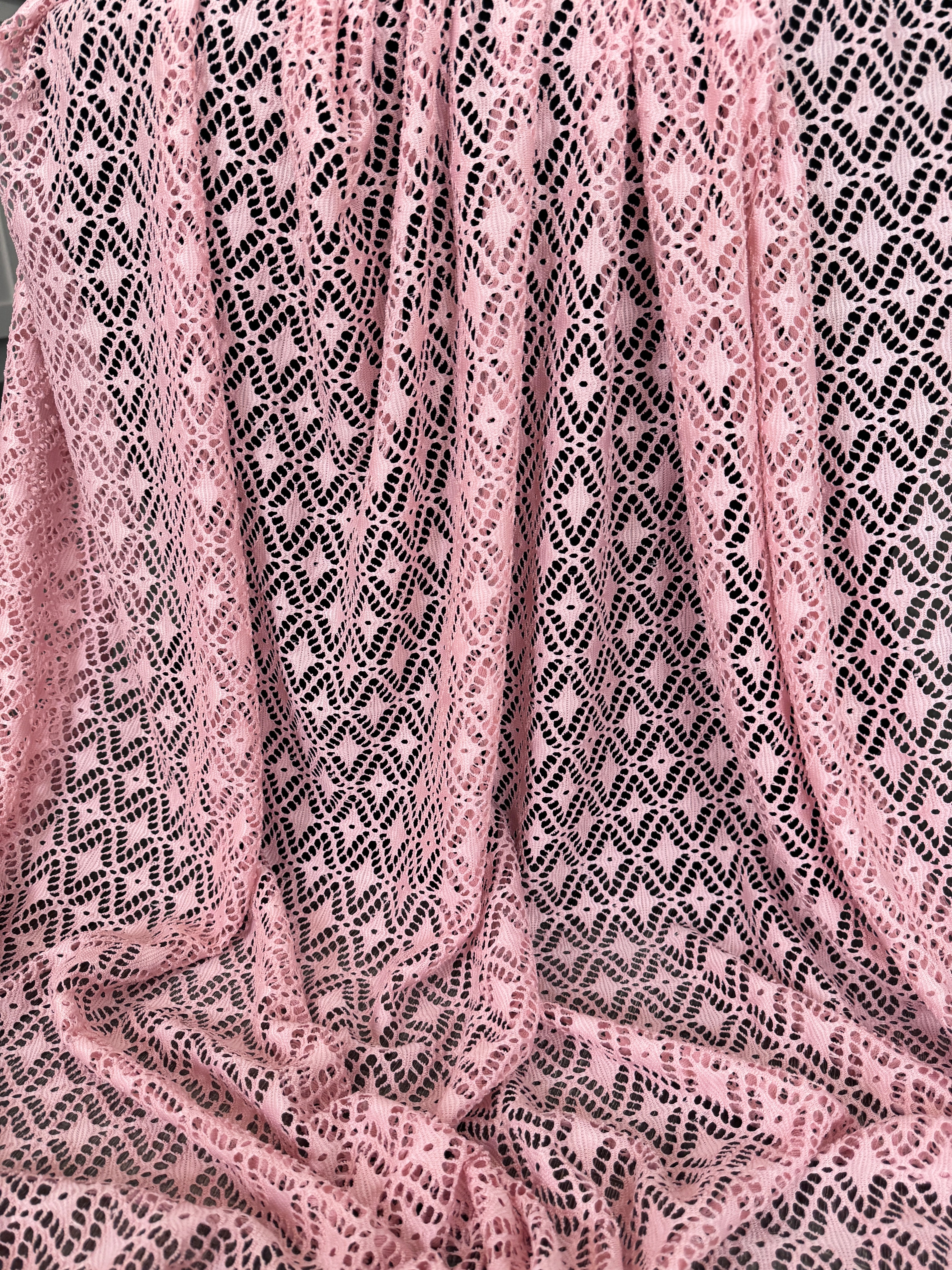 Blush Pink Crochet Hollow Out Knit - Image 3