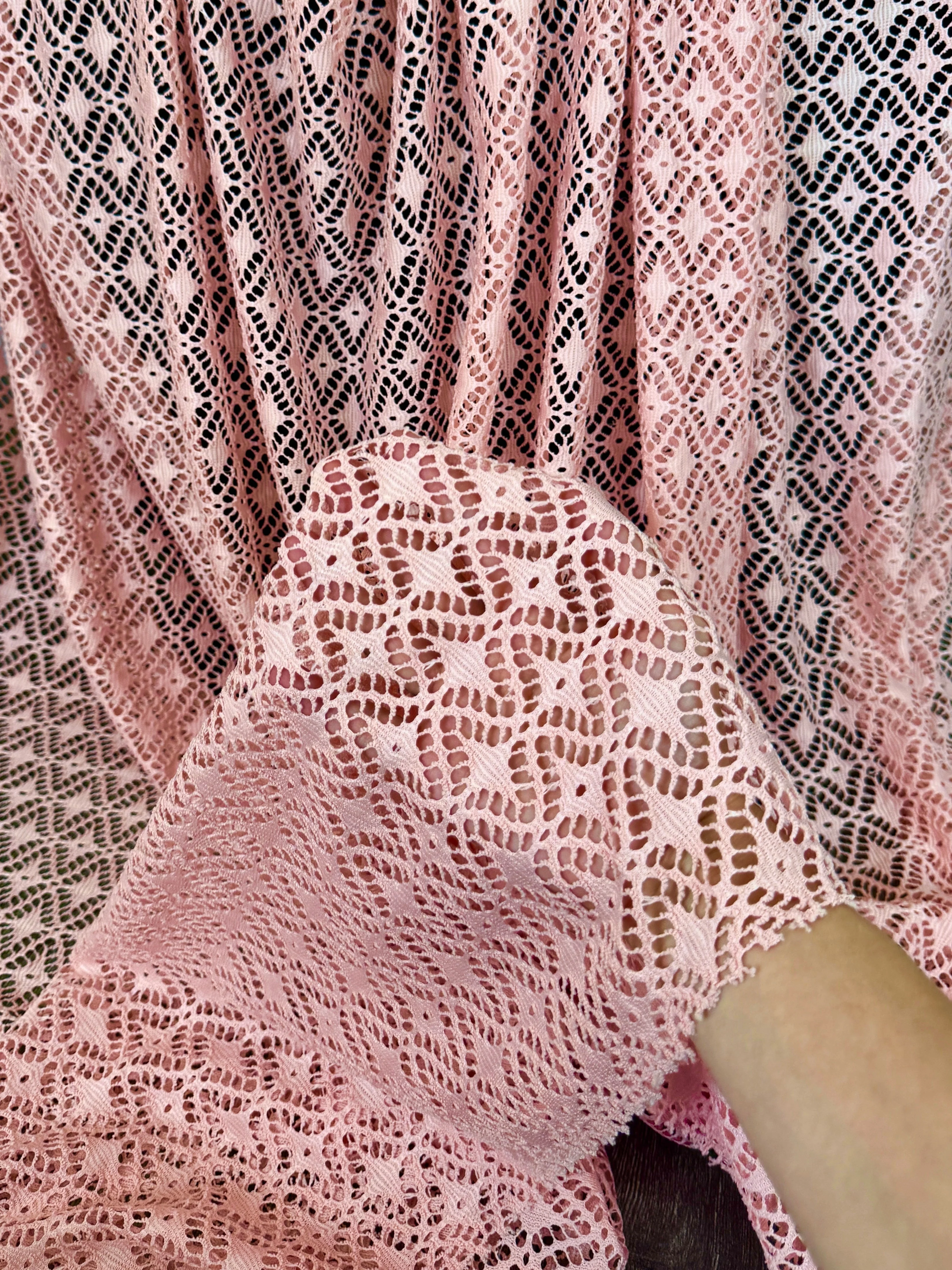 Blush Pink Crochet Hollow Out Knit - Image 5