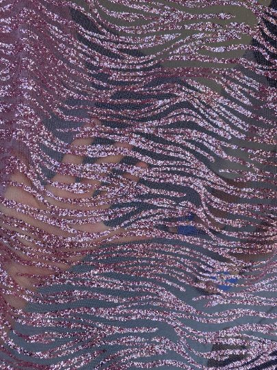 Baby Pink Glitter Wave Design Lace