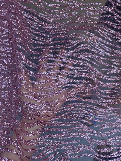 Baby Pink Glitter Wave Design Lace - Image 6