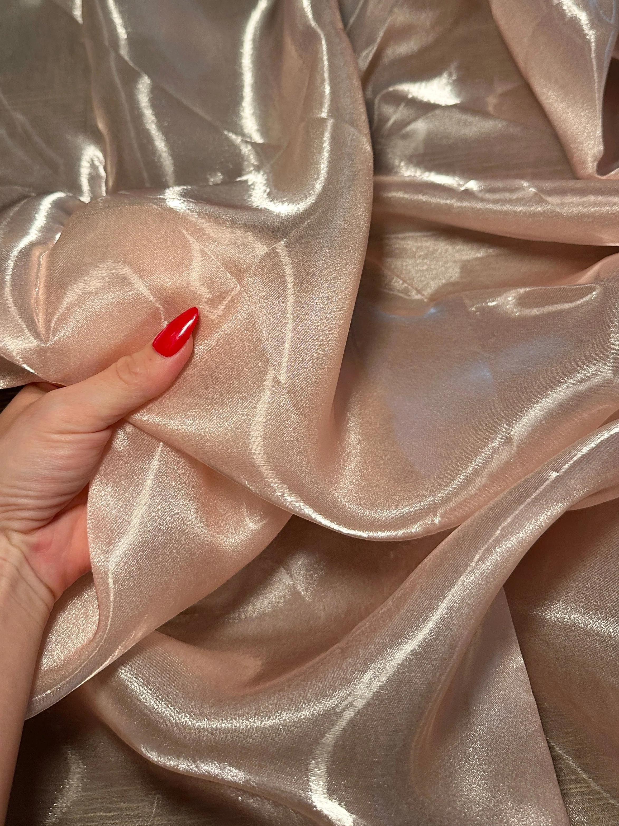 Blush Pink Liquid Shimmery Organza - Image 5