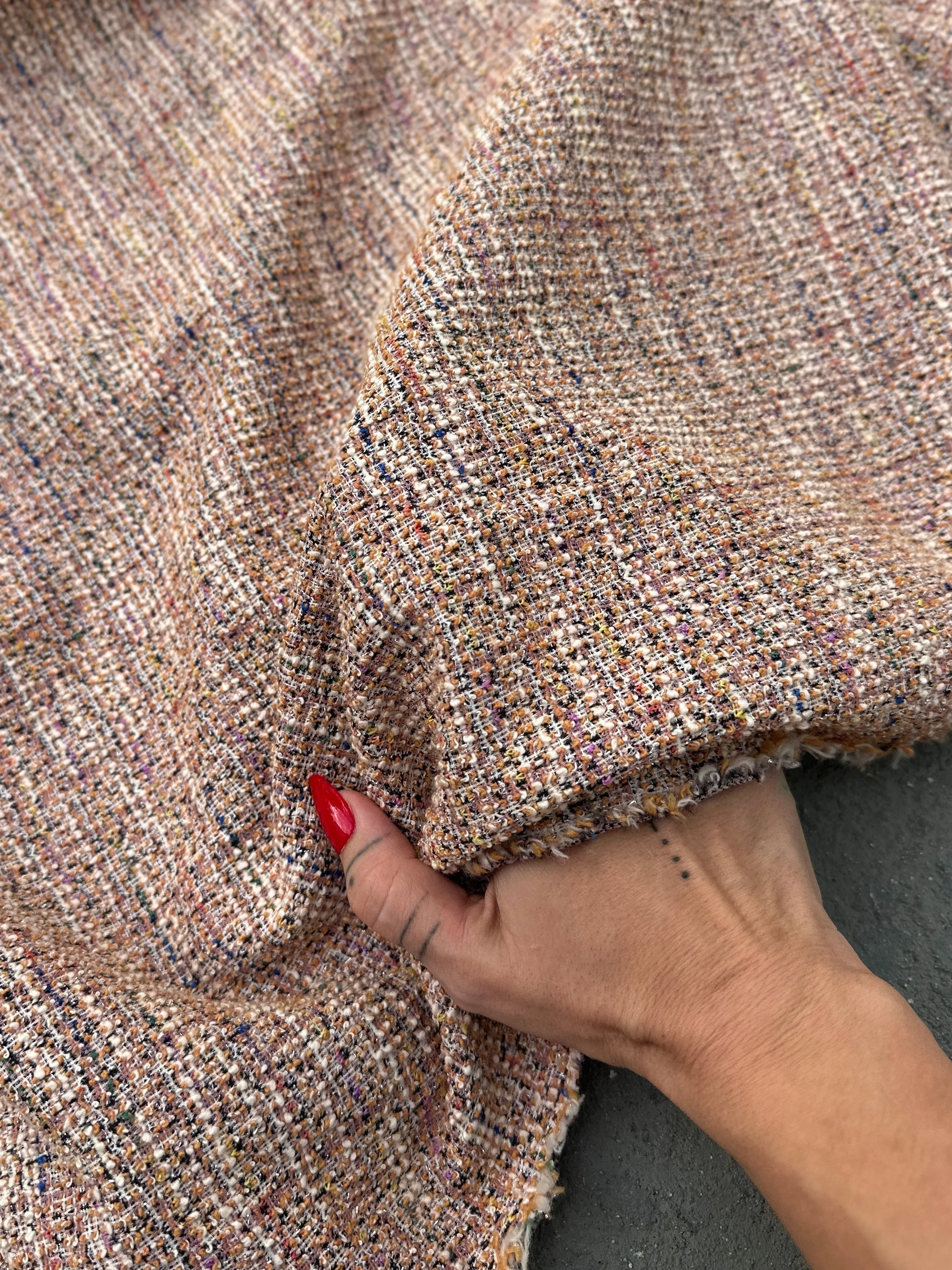 Blush Pink Stretch Chenille Tweed - Image 7