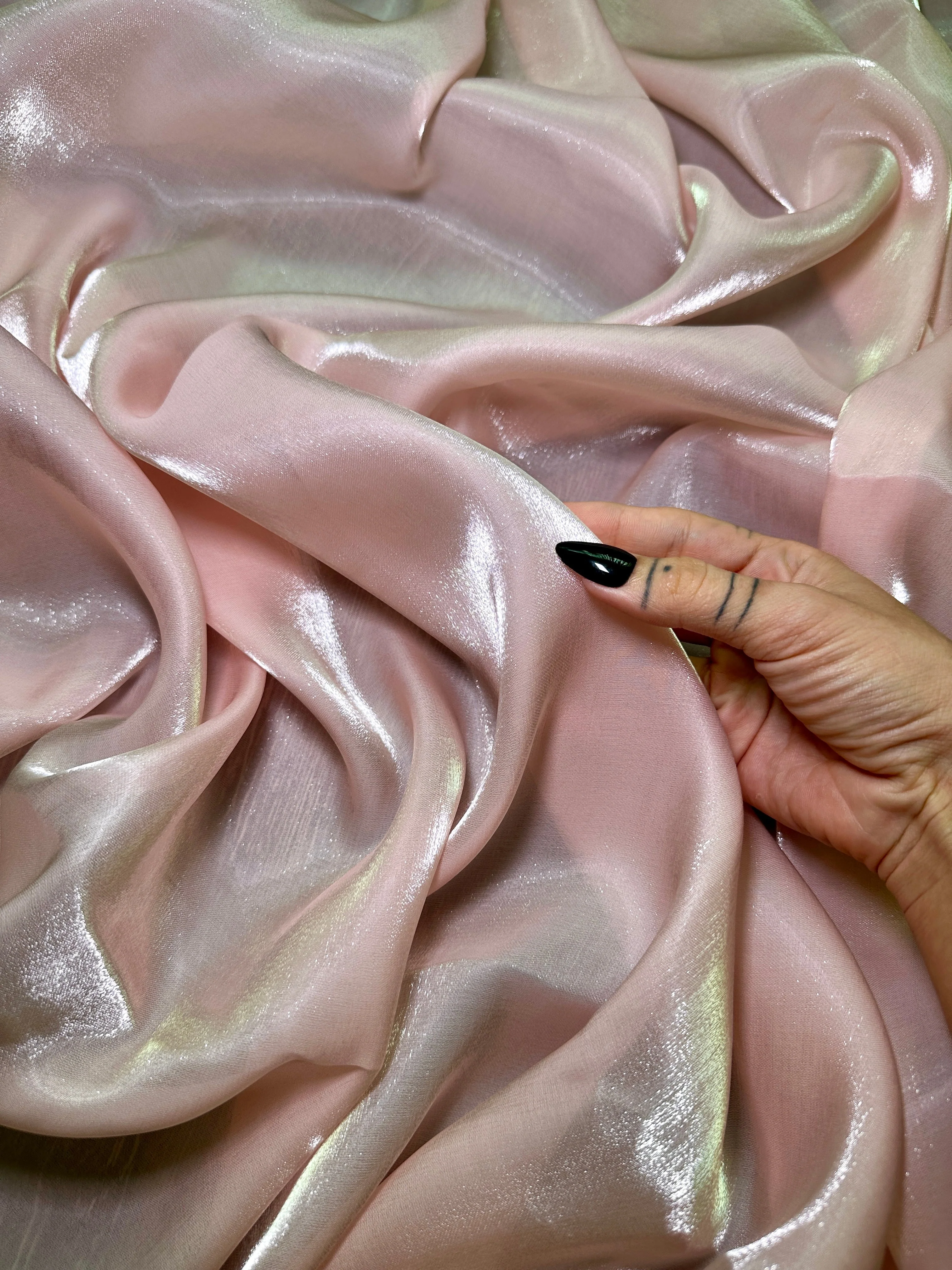 Blush Pink Water Liquid Shimmery Chiffon - Image 6